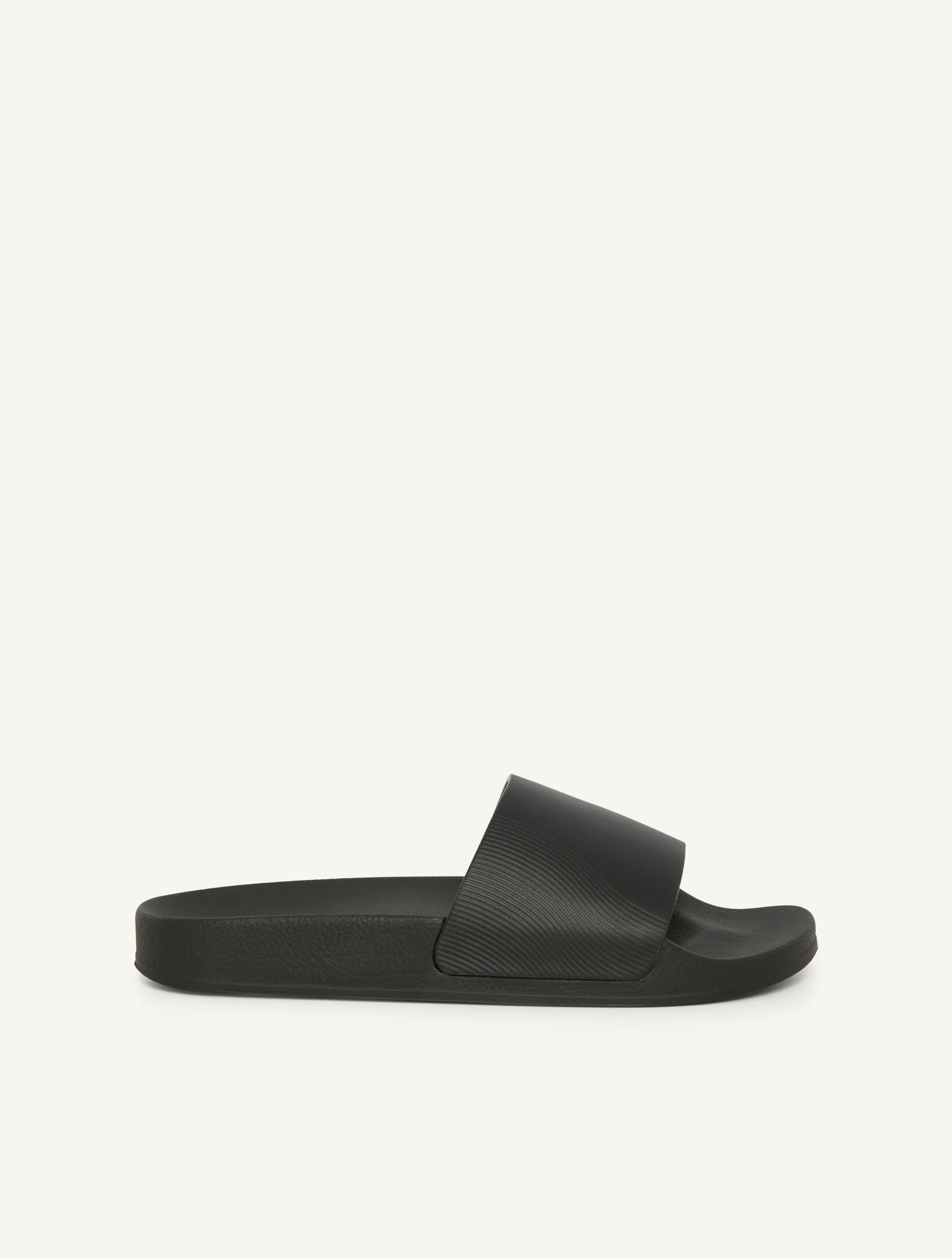Humberto Leather Wave Print Sliders Black - Hombre Amsterdam