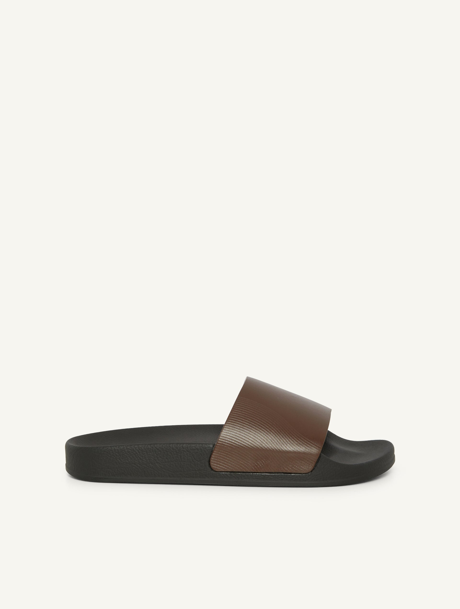Humberto Leather Wave Print Sliders Brown - Hombre Amsterdam