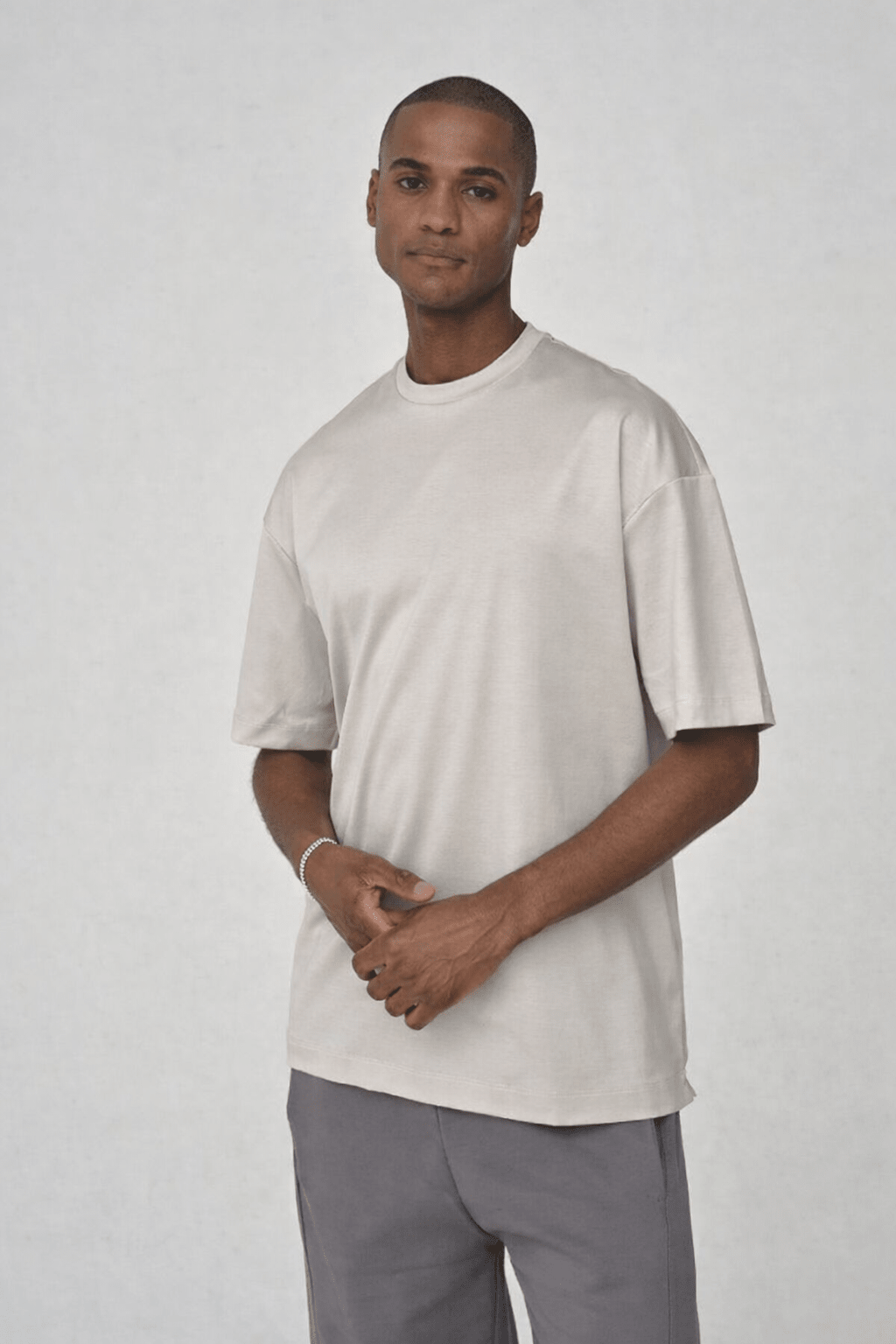 Interlock Supima T-Shirt Pearl Grey Oversized - Hombre Amsterdam