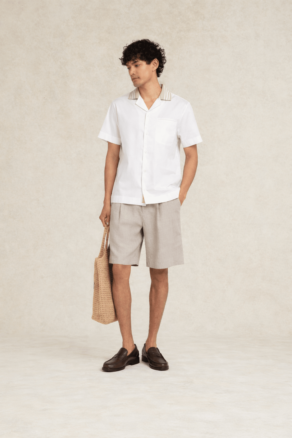 Linen Bermuda Short Oat - Hombre Amsterdam