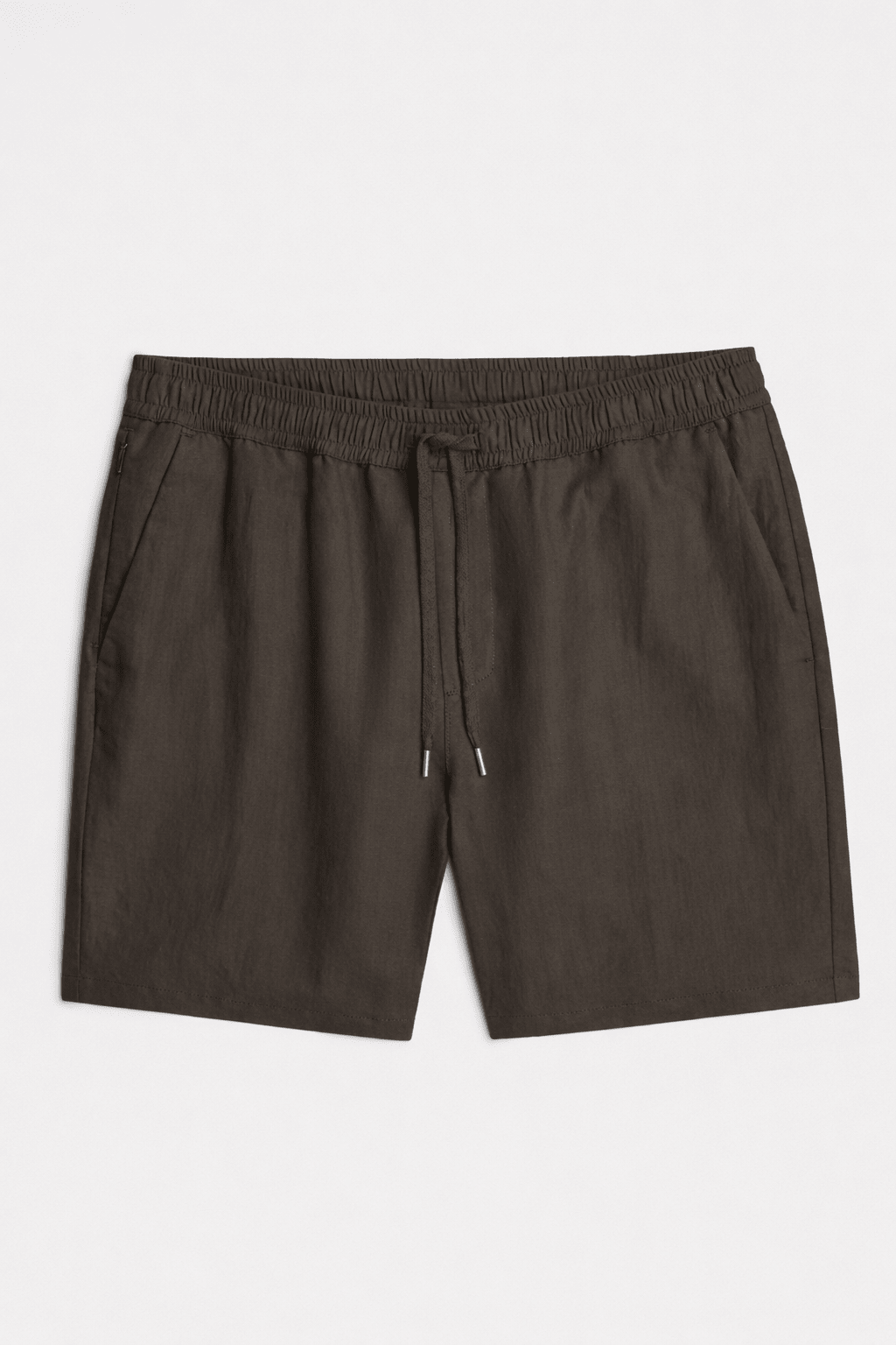 Linen Cotton Drawstring Shorts Dark Brown - Hombre Amsterdam