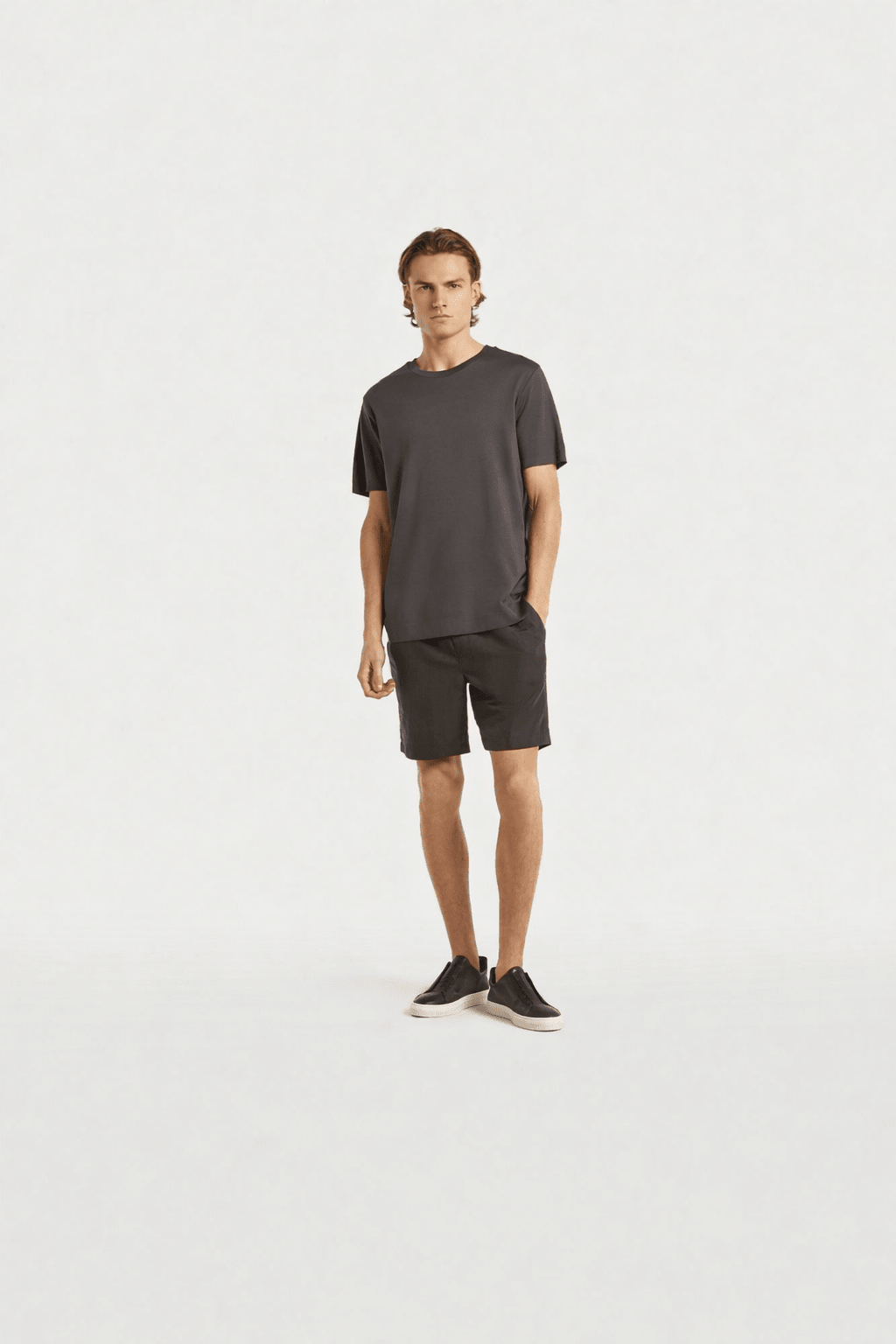 Linen Cotton Drawstring Shorts Dark Brown - Hombre Amsterdam