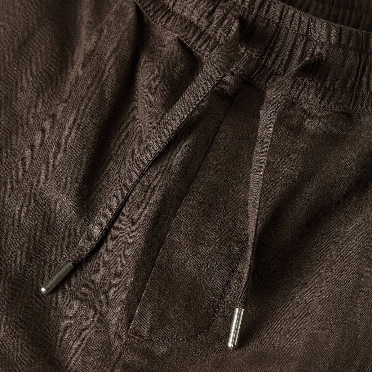 Linen Cotton Drawstring Shorts Dark Brown - Hombre Amsterdam