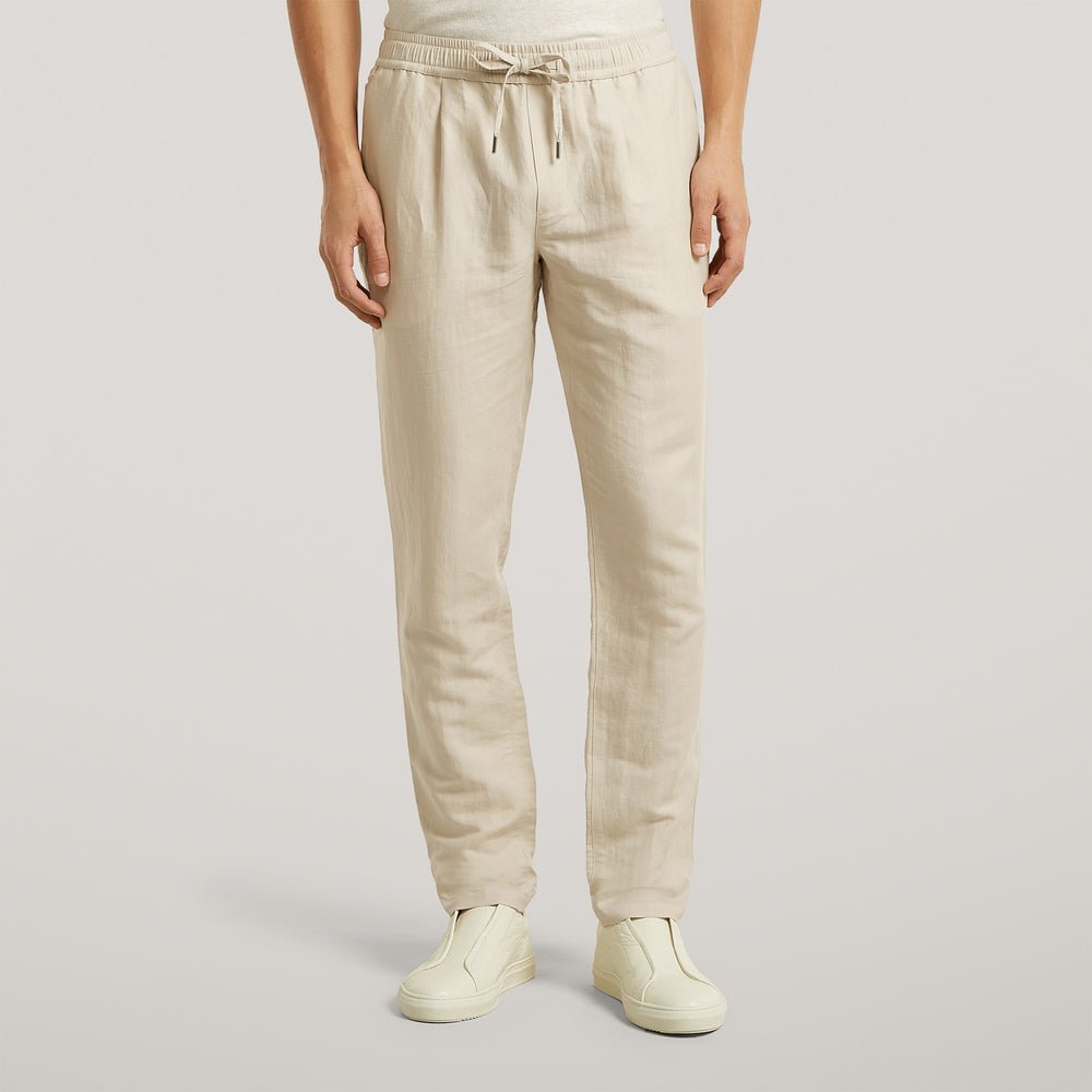 Linen Cotton Drawstring Trousers Light Sand - Hombre Amsterdam