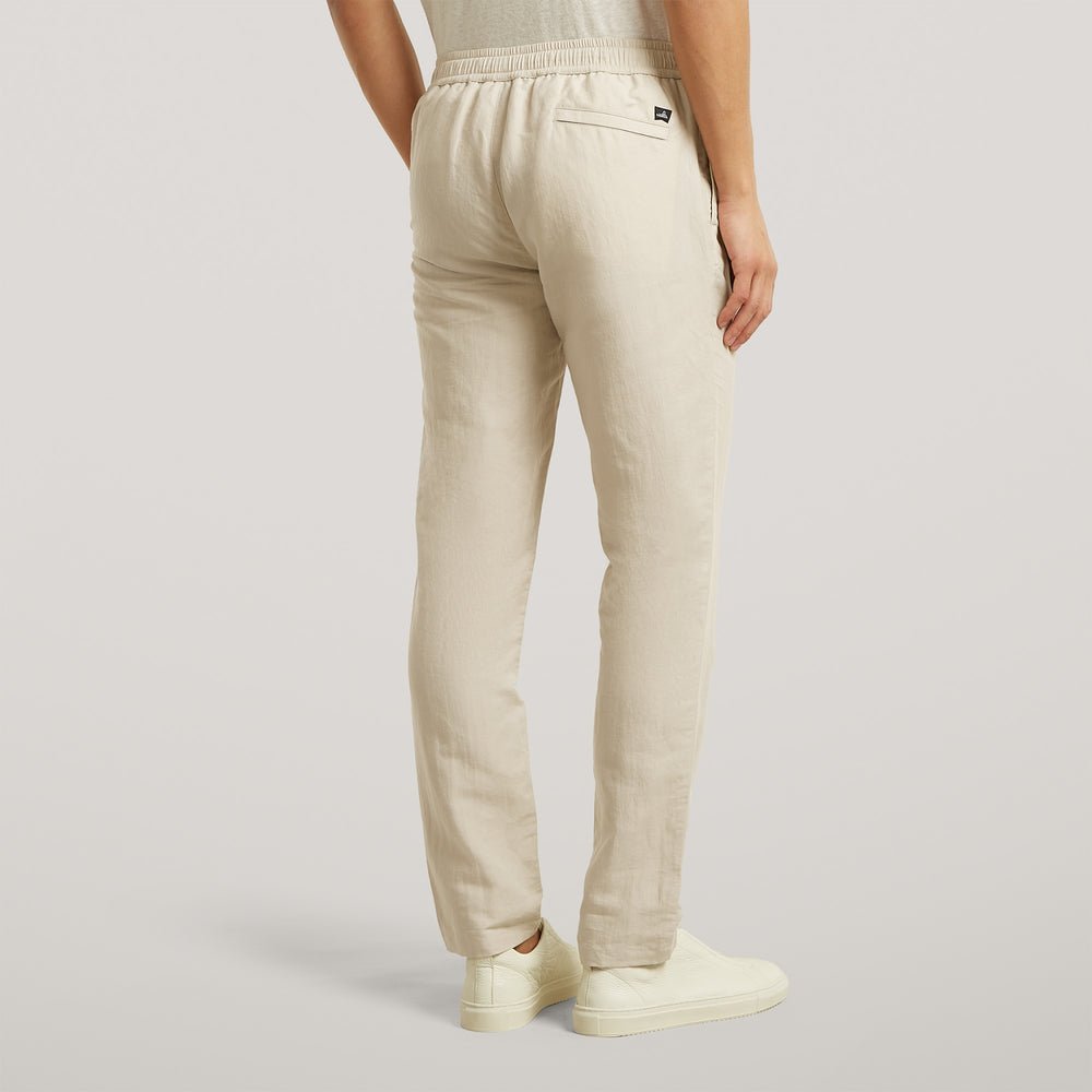 Linen Cotton Drawstring Trousers Light Sand - Hombre Amsterdam