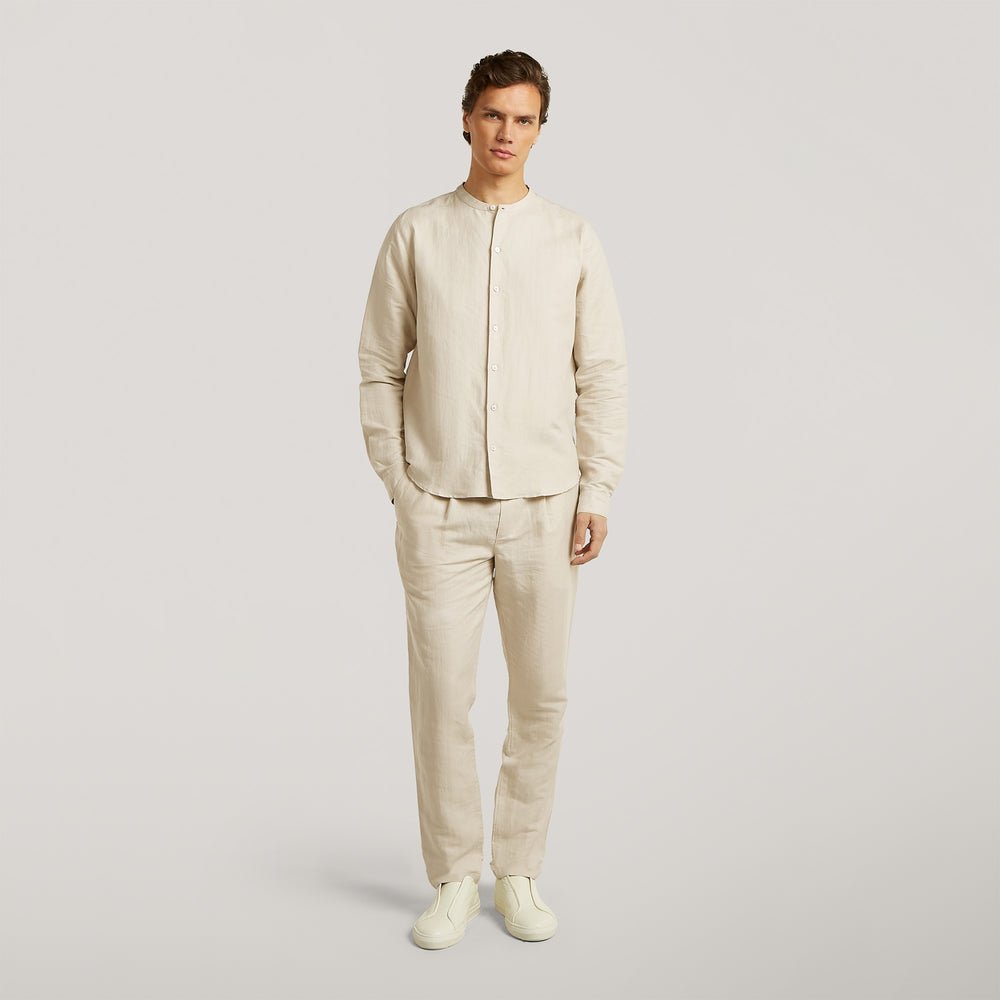Linen Cotton Drawstring Trousers Light Sand - Hombre Amsterdam