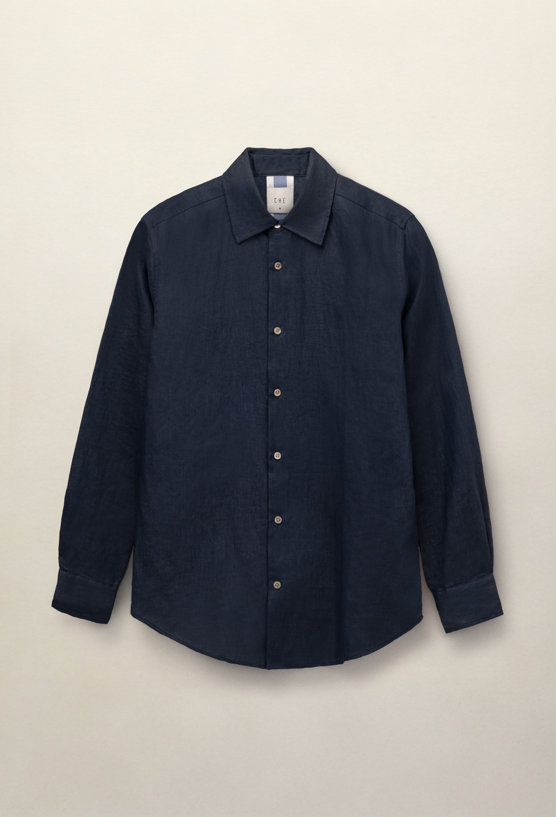 Linen Long Sleeve Shirt Navy Blue - Hombre Amsterdam