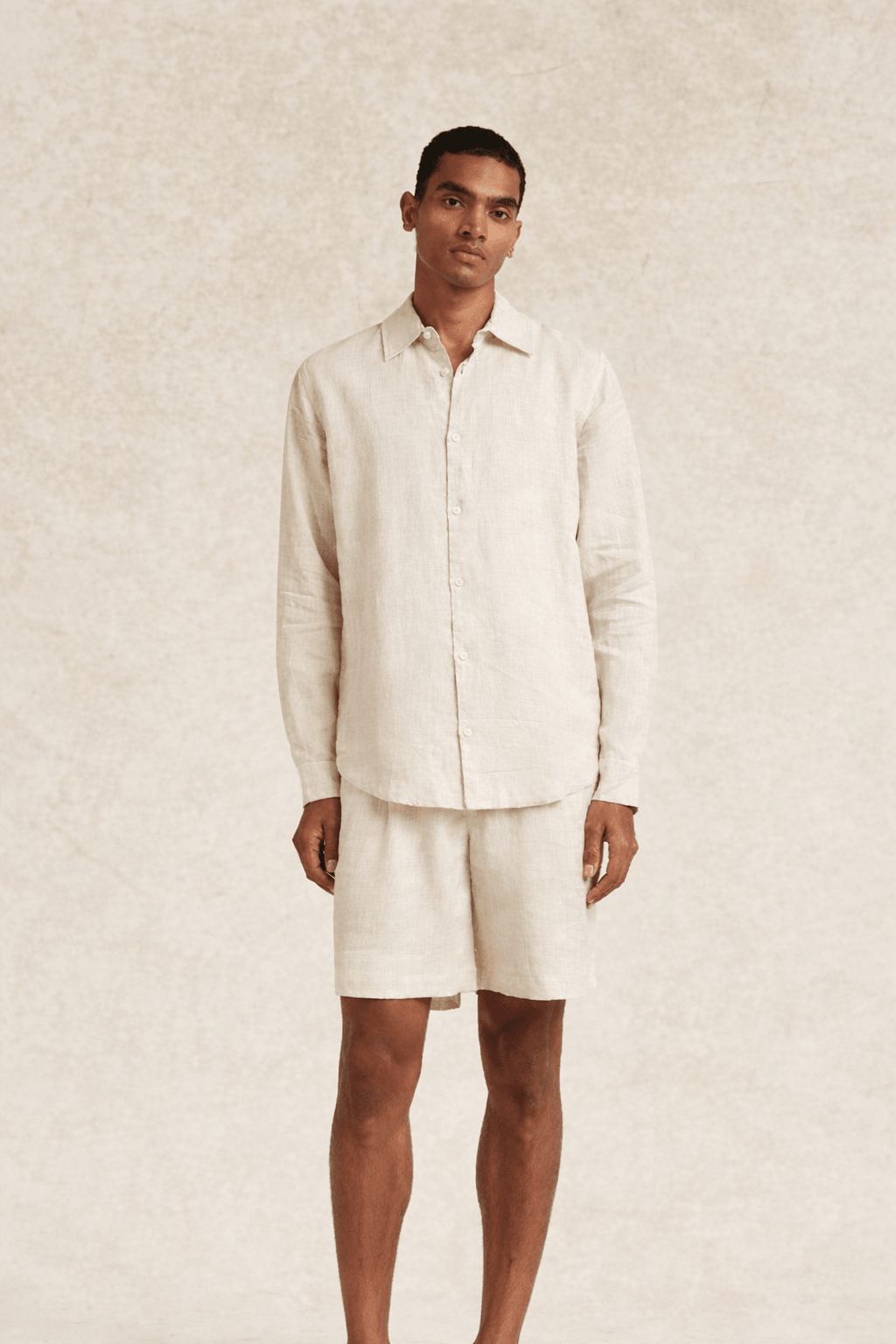 Linen Long Sleeve Shirt Oat - Hombre Amsterdam