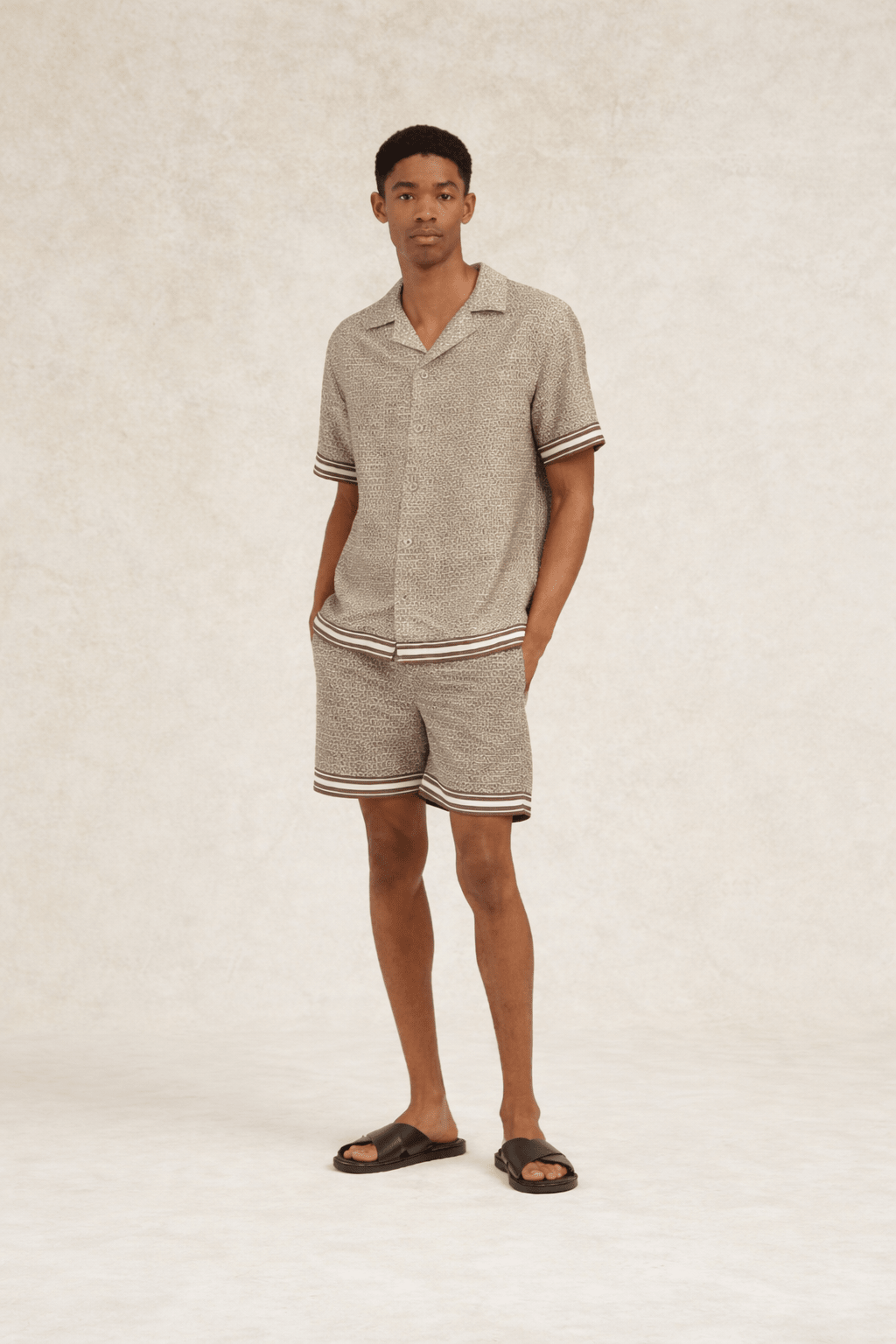 Lucena Printed Shirt Light Brown - Hombre Amsterdam