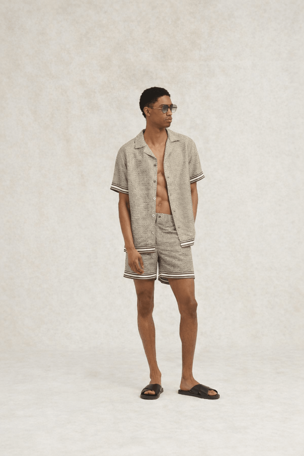 Lucena Printed Swimshorts Light Brown - Hombre Amsterdam