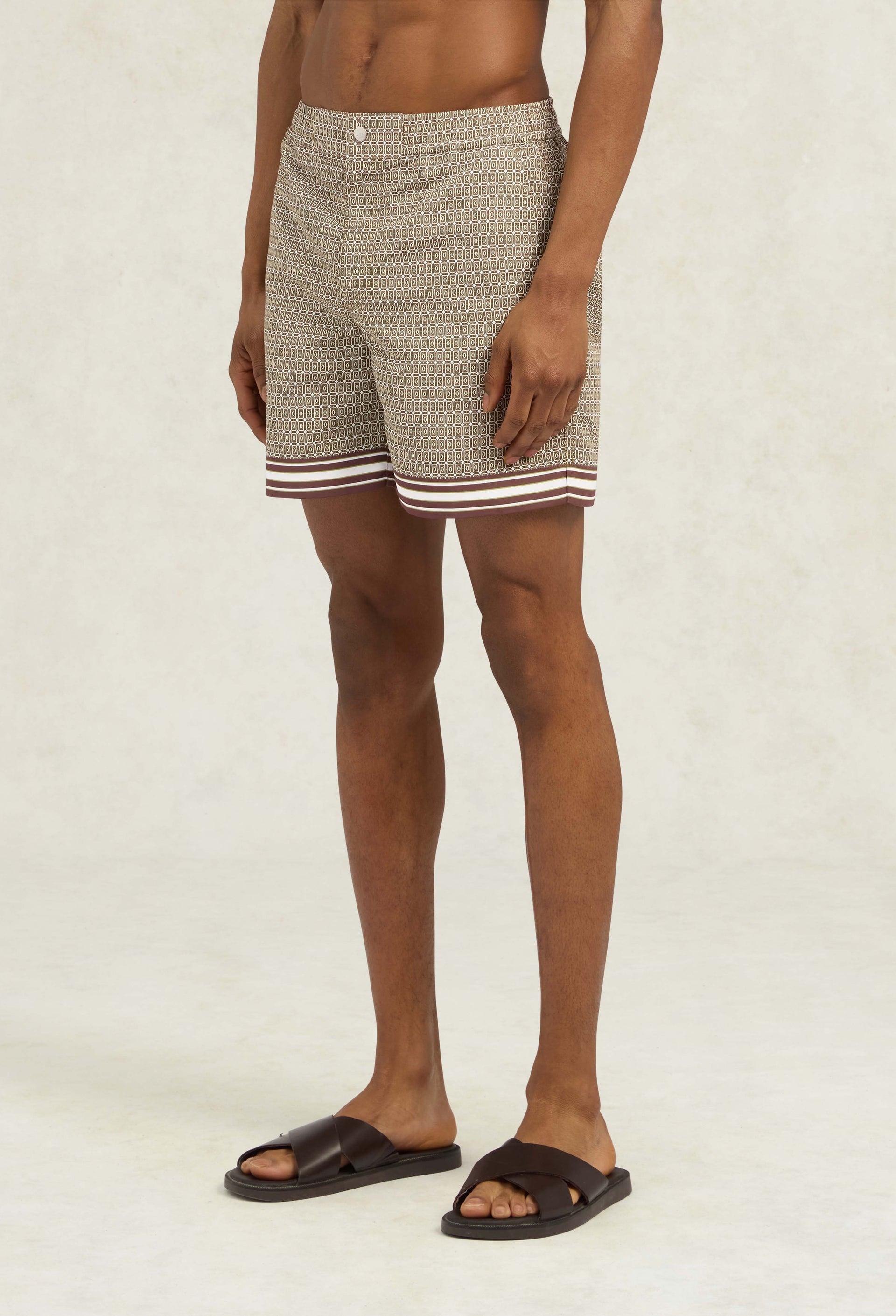 Lucena Printed Swimshorts Light Brown - Hombre Amsterdam