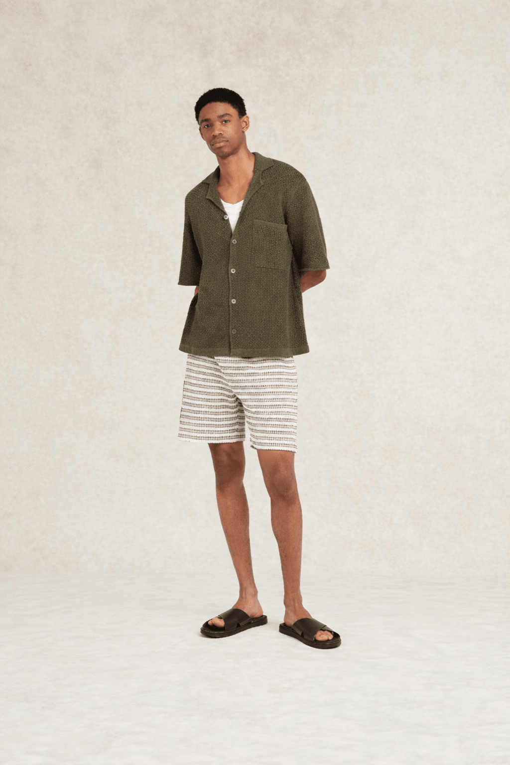 Mathias Striped Shorts Khaki - Hombre Amsterdam
