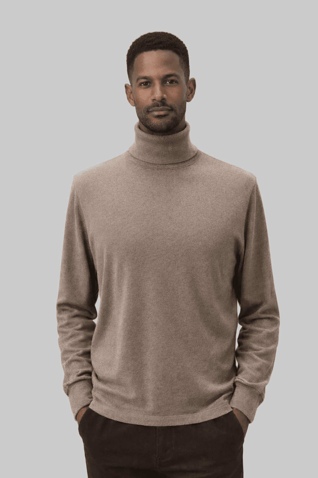 KIEFERMANN SWEATER TAUPE WITH TURTLE-NECK IN MERINO WOOL-HOMBRE AMSTERDAM