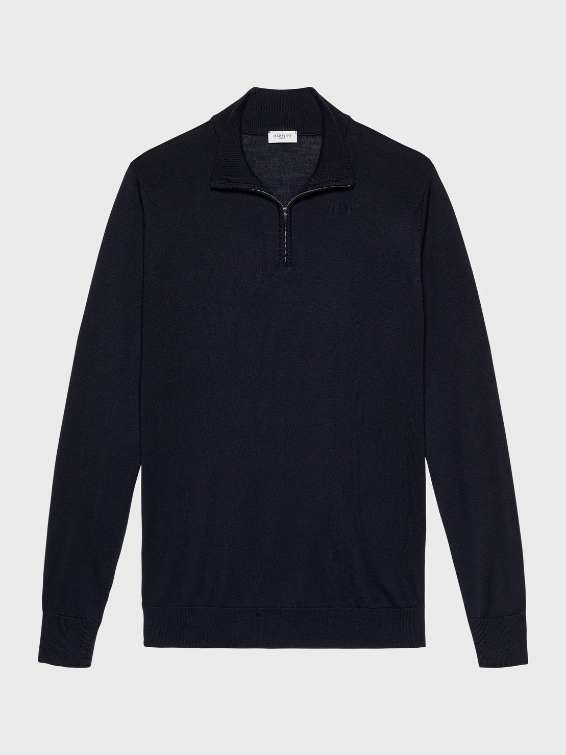 MERSINO ORIGINALE HALF ZIP SWEATER NAVY MERINO WOOL - Hombre Amsterdam