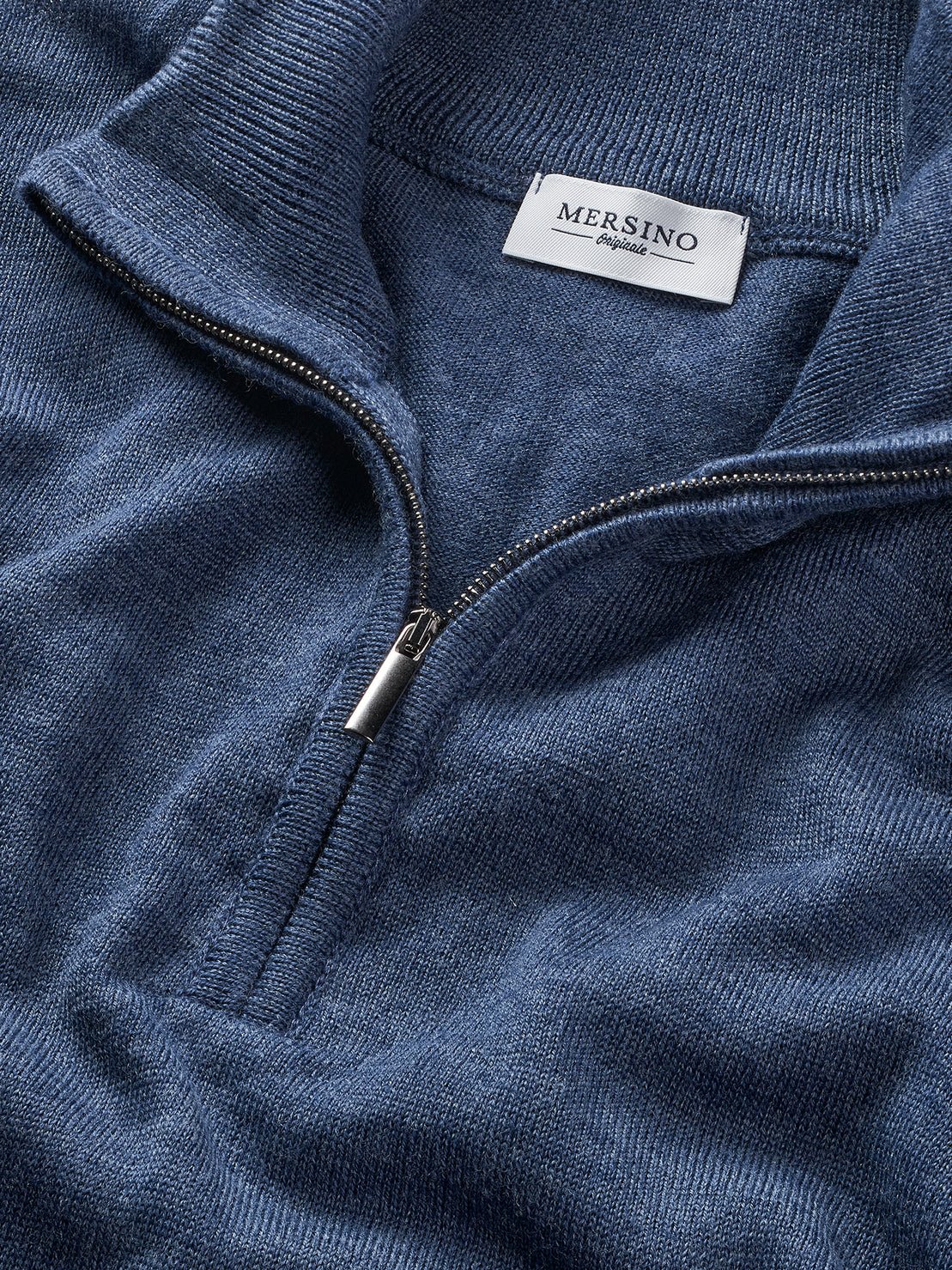 MERSINO ORIGINALE HALF ZIP SWEATER SEA BLUE - Hombre Amsterdam