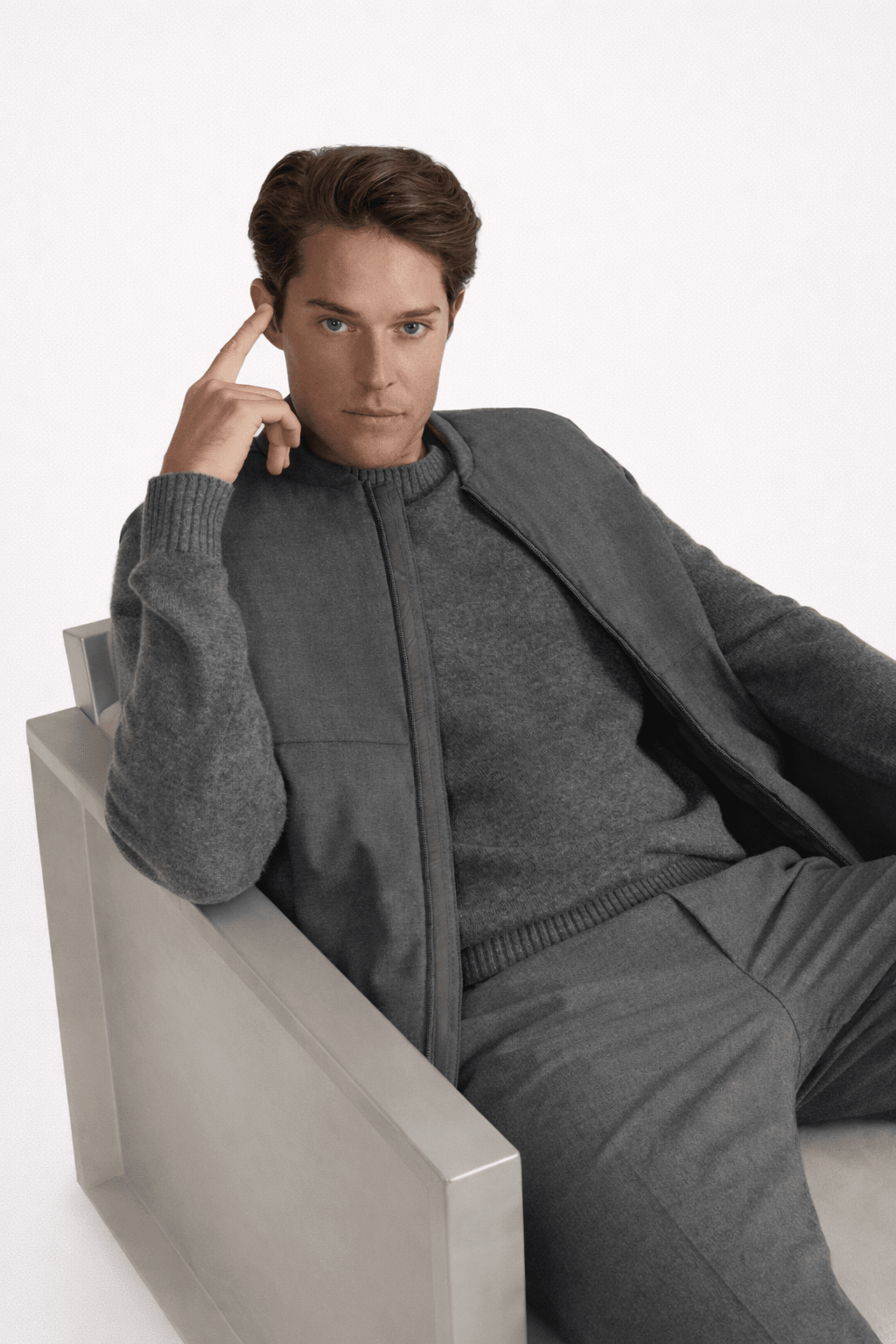 Mitch Stretch Wool Bomber Vest Mid Grey - Hombre Amsterdam