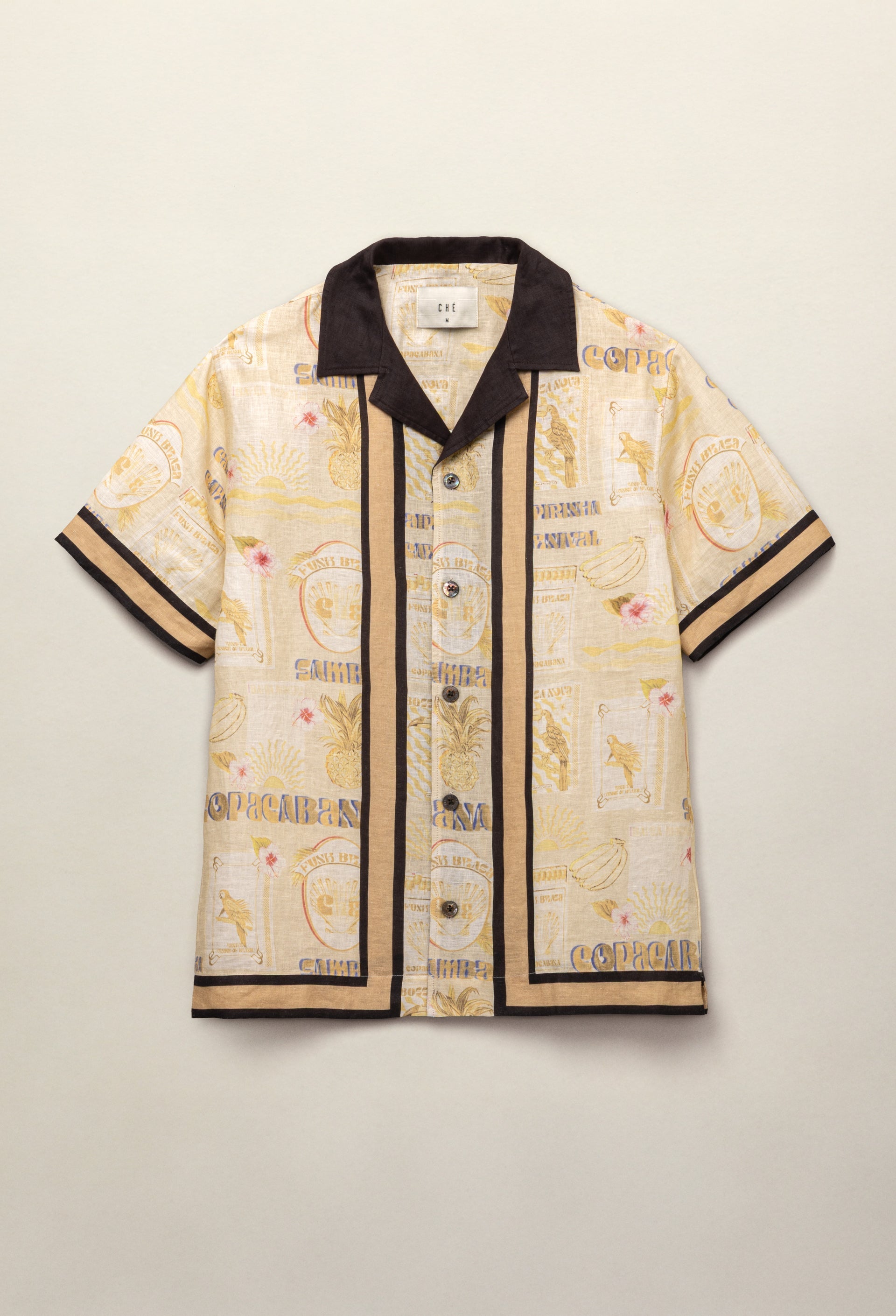 Monte Cristo Printed Linen Shirt Ecru - Hombre Amsterdam