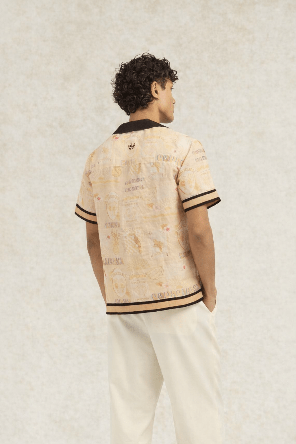Monte Cristo Printed Linen Shirt Ecru - Hombre Amsterdam