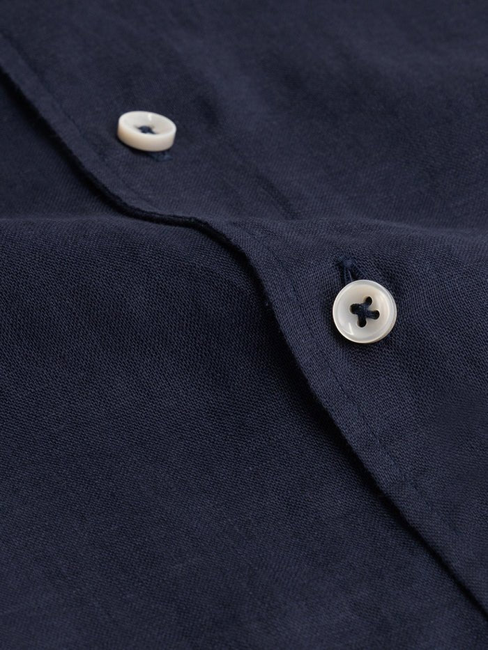 Navy Blue Linen Shirt - Hombre Amsterdam