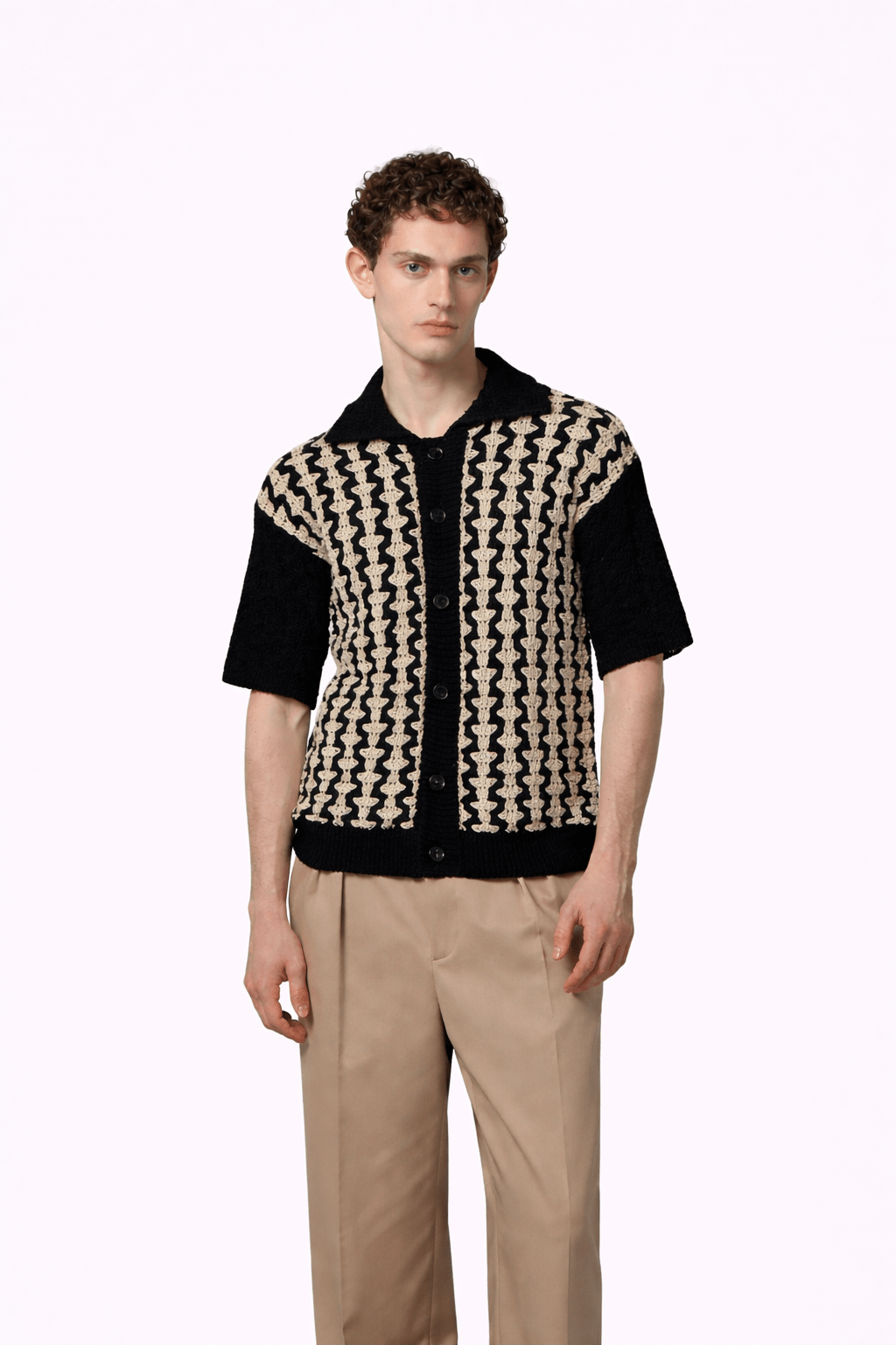 Oversized Two - Tone Jacquard Shirt - Hombre Amsterdam