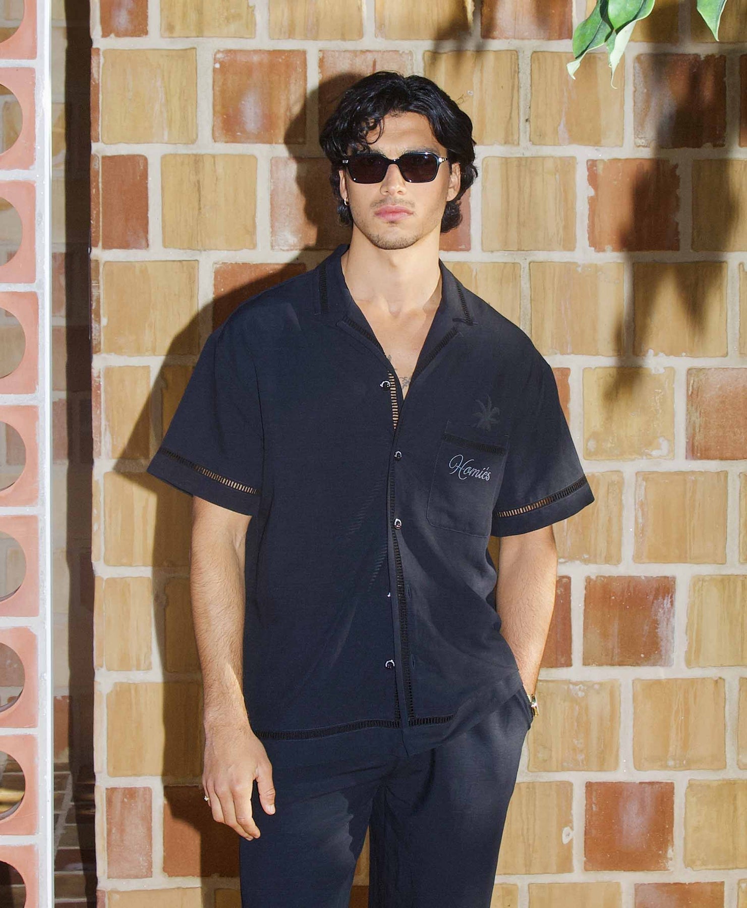 Palm Tree Shirt Black - Hombre Amsterdam