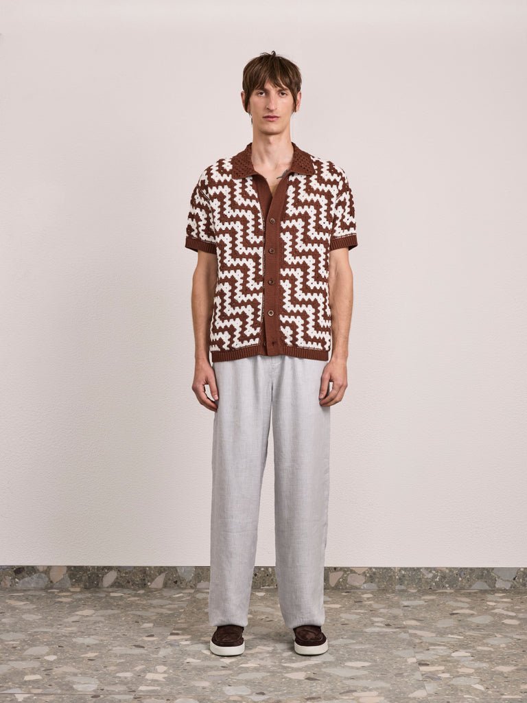 Pinto Cotton Crochet Cardigan Brown - Hombre Amsterdam
