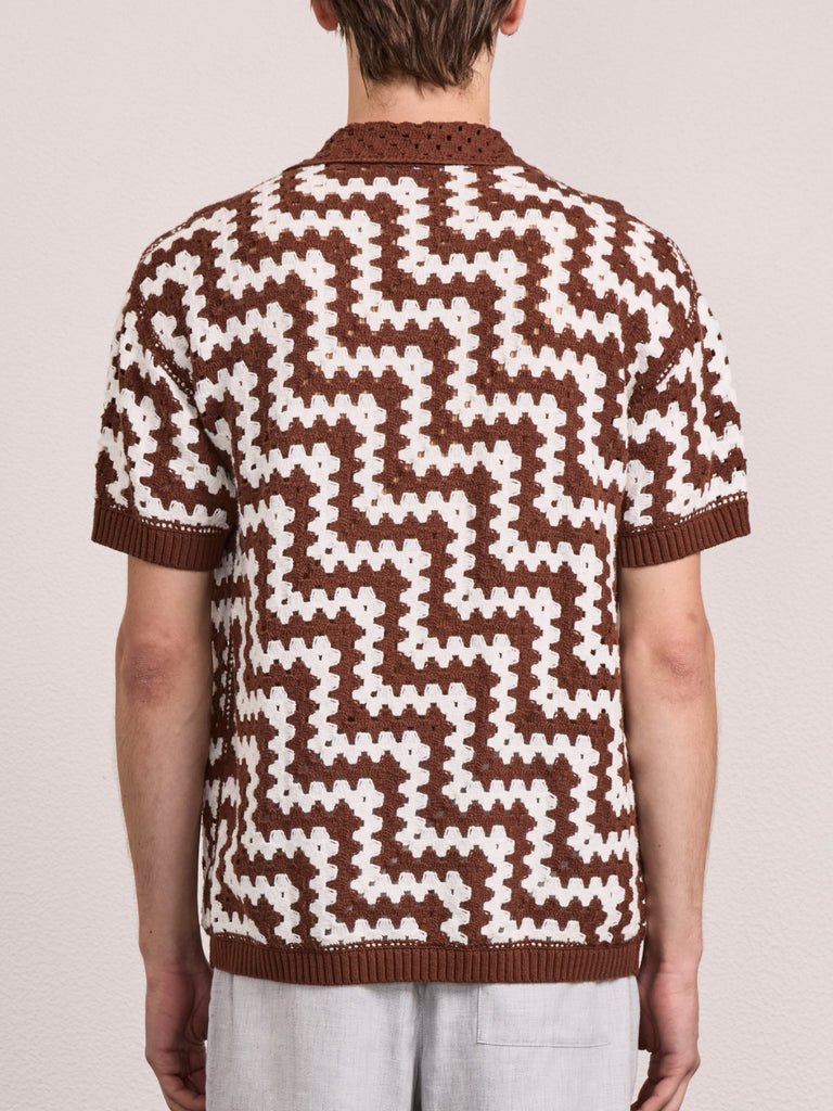 Pinto Cotton Crochet Cardigan Brown - Hombre Amsterdam