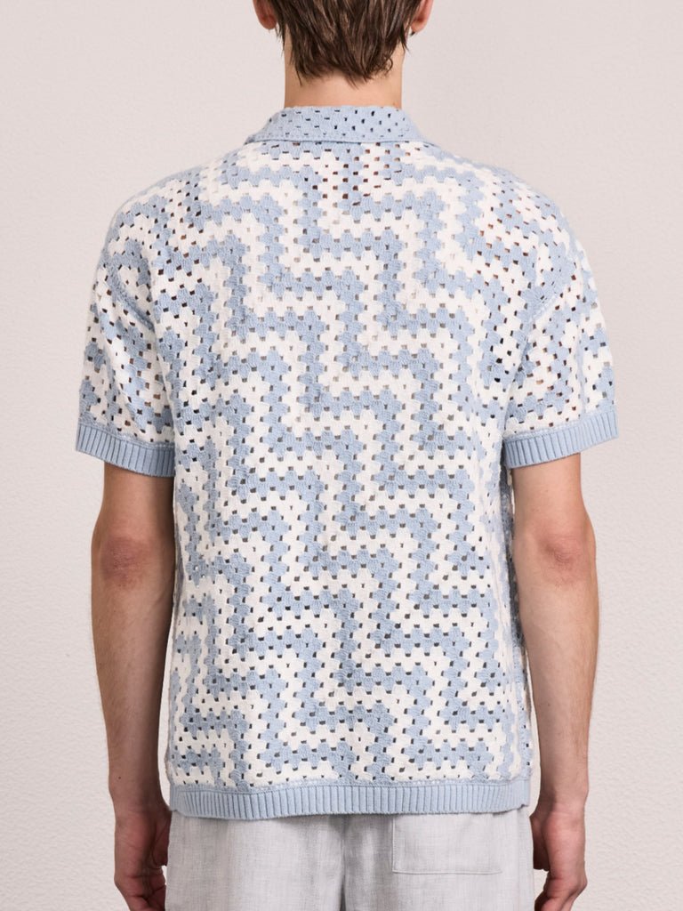 Pinto Cotton Crochet Cardigan Coastal Blue - Hombre Amsterdam