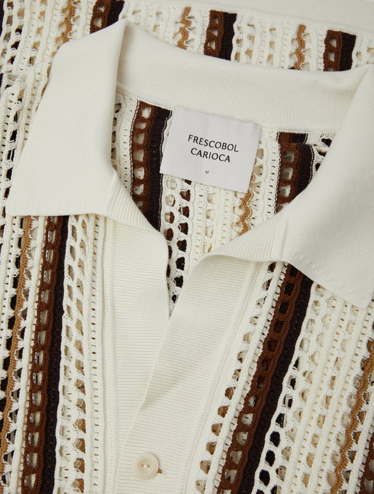 Pinto Cotton Crochet Cardigan Cream Cacao - Hombre Amsterdam
