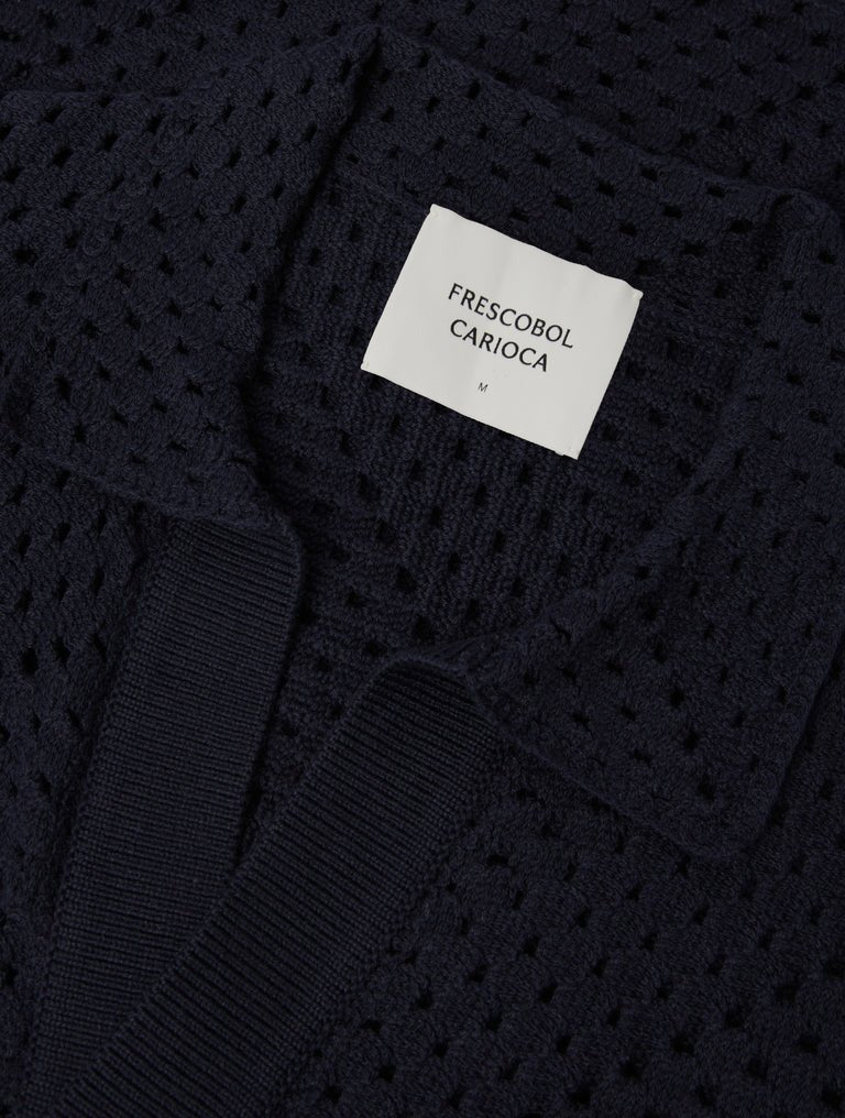 Pinto Cotton Crochet Cardigan Navy - Hombre Amsterdam