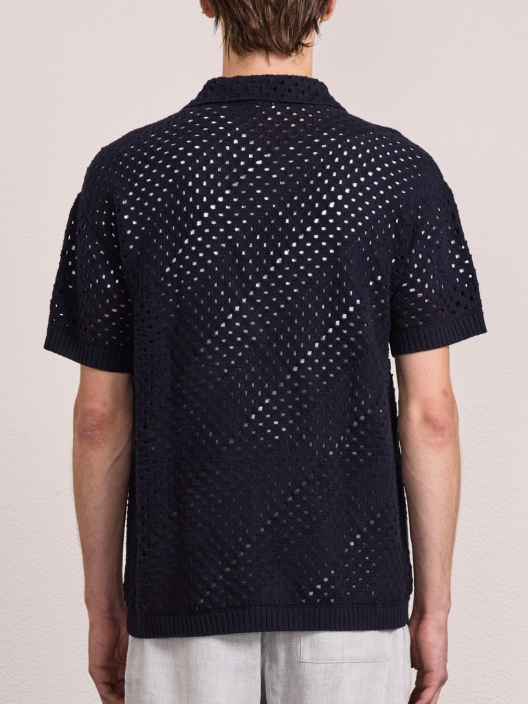 Pinto Cotton Crochet Cardigan Navy - Hombre Amsterdam