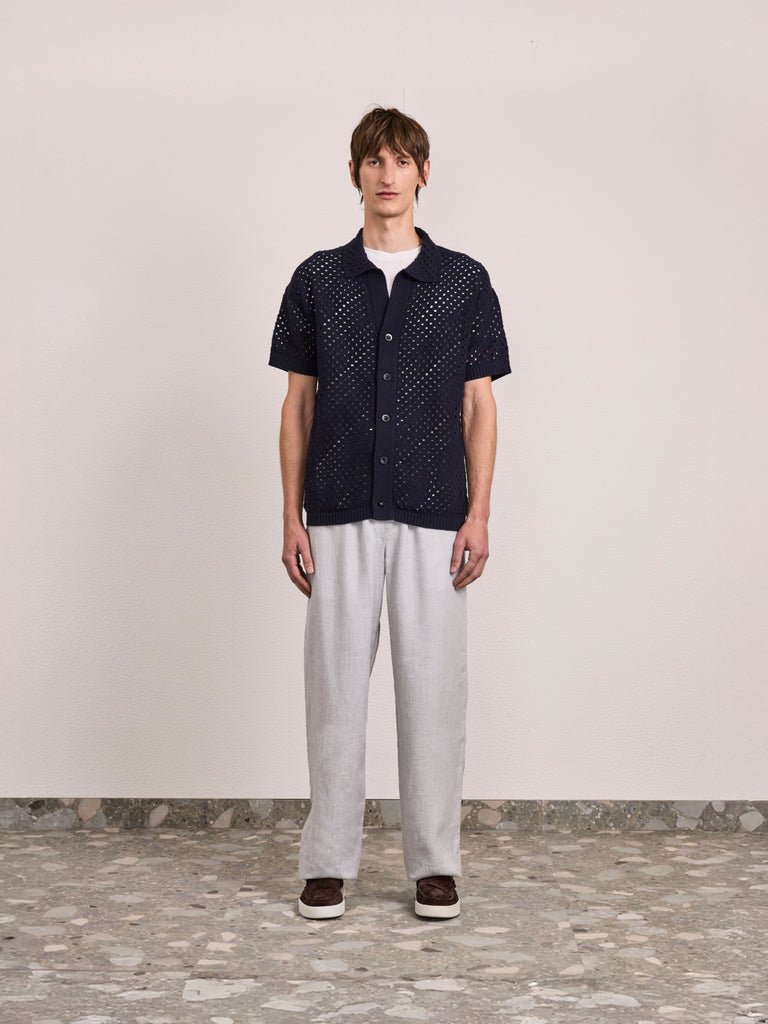 Pinto Cotton Crochet Cardigan Navy - Hombre Amsterdam