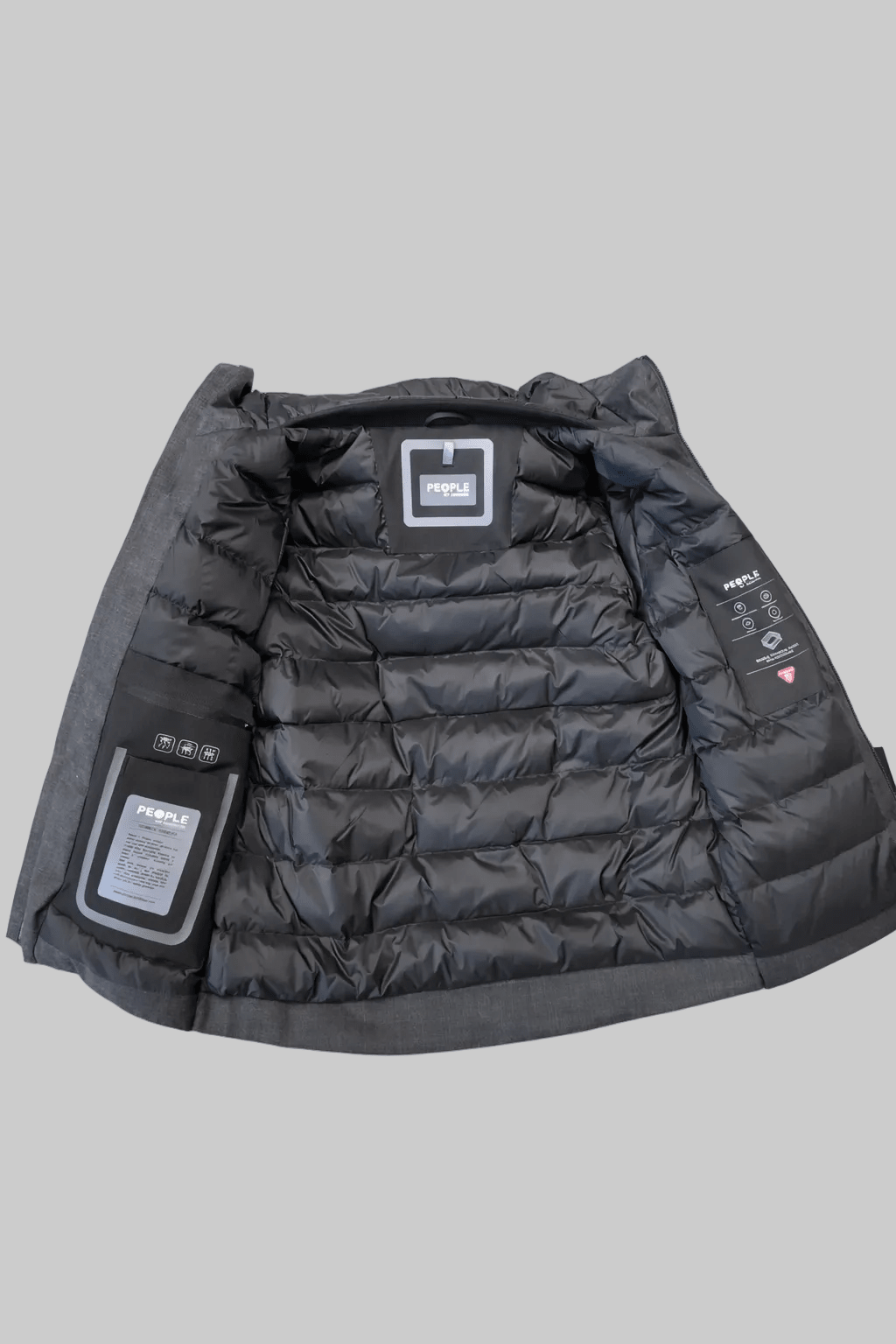 PEOPLE OF SHIBUYA PRIMALOFT JACKET WITH HOOD AND ZIP CLOSURE DARK GREY MODEL HANEDA-Hombre Amsterdam