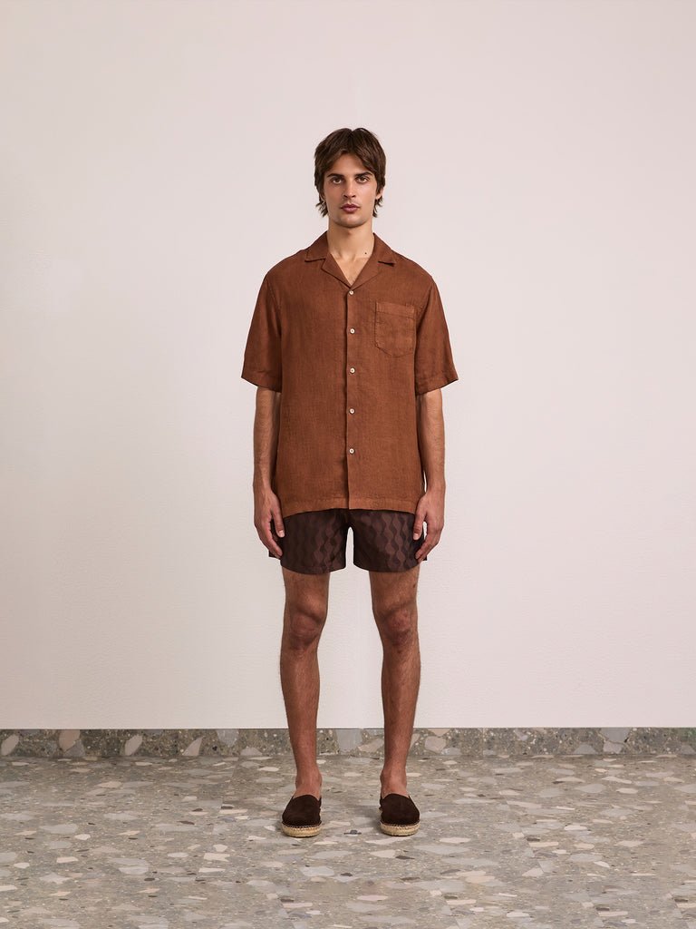 Rio Swim Shorts Listra Jacquard Brown - Hombre Amsterdam