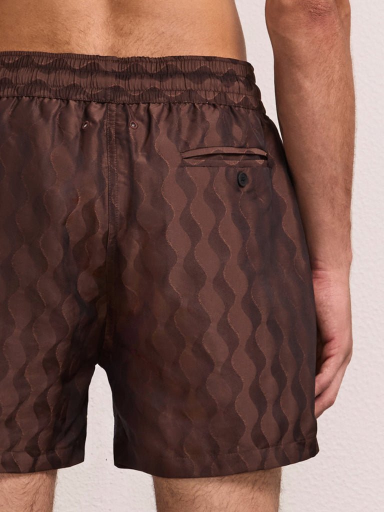 Rio Swim Shorts Listra Jacquard Brown - Hombre Amsterdam