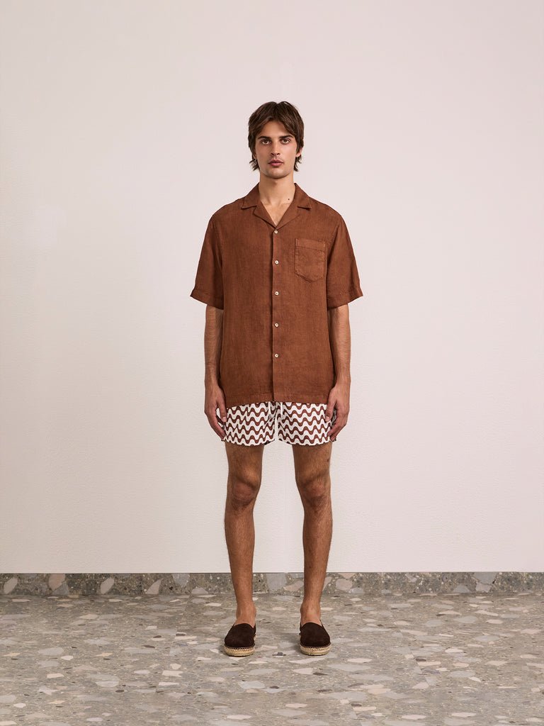 Rio Swimshorts Copacabana Print Brown - Hombre Amsterdam