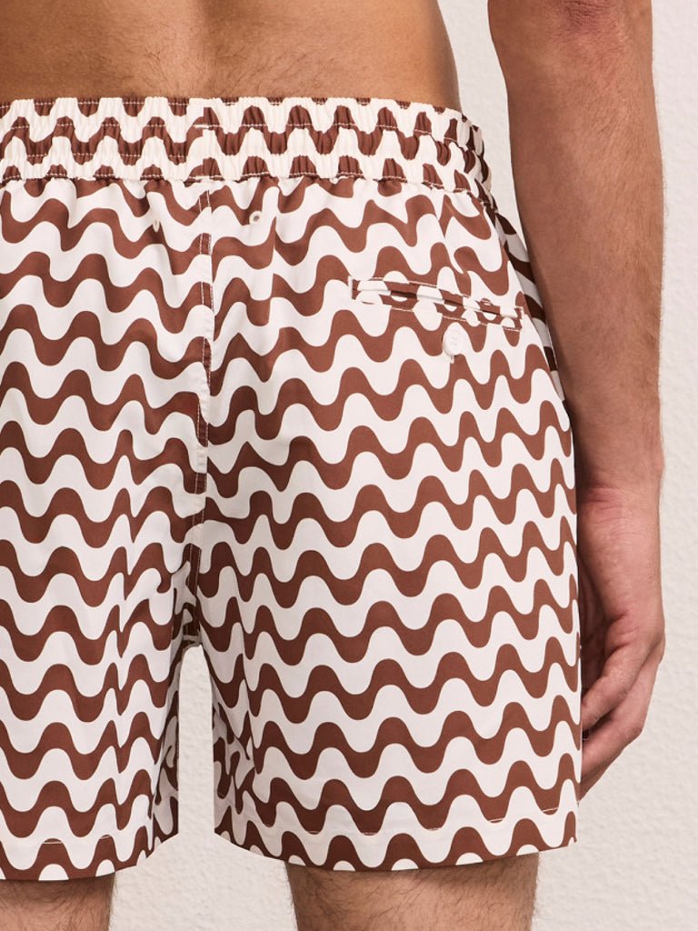 Rio Swimshorts Copacabana Print Brown - Hombre Amsterdam