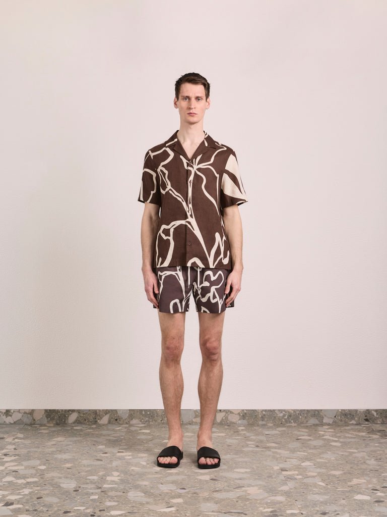 Roberto Linen Shirt Cacao - Hombre Amsterdam