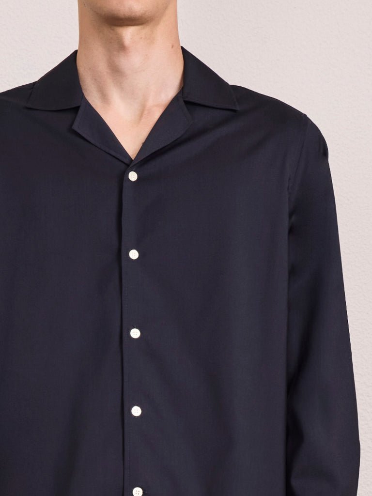 Safra Tropical Wool Shirt Navy - Hombre Amsterdam