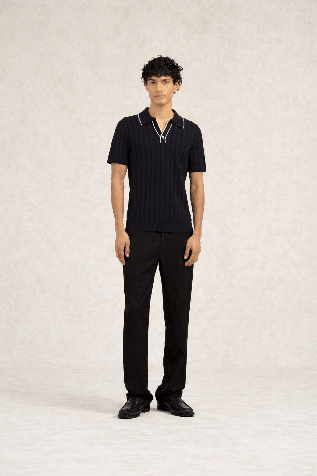 Scotttie Open Neck Polo Black - Hombre Amsterdam
