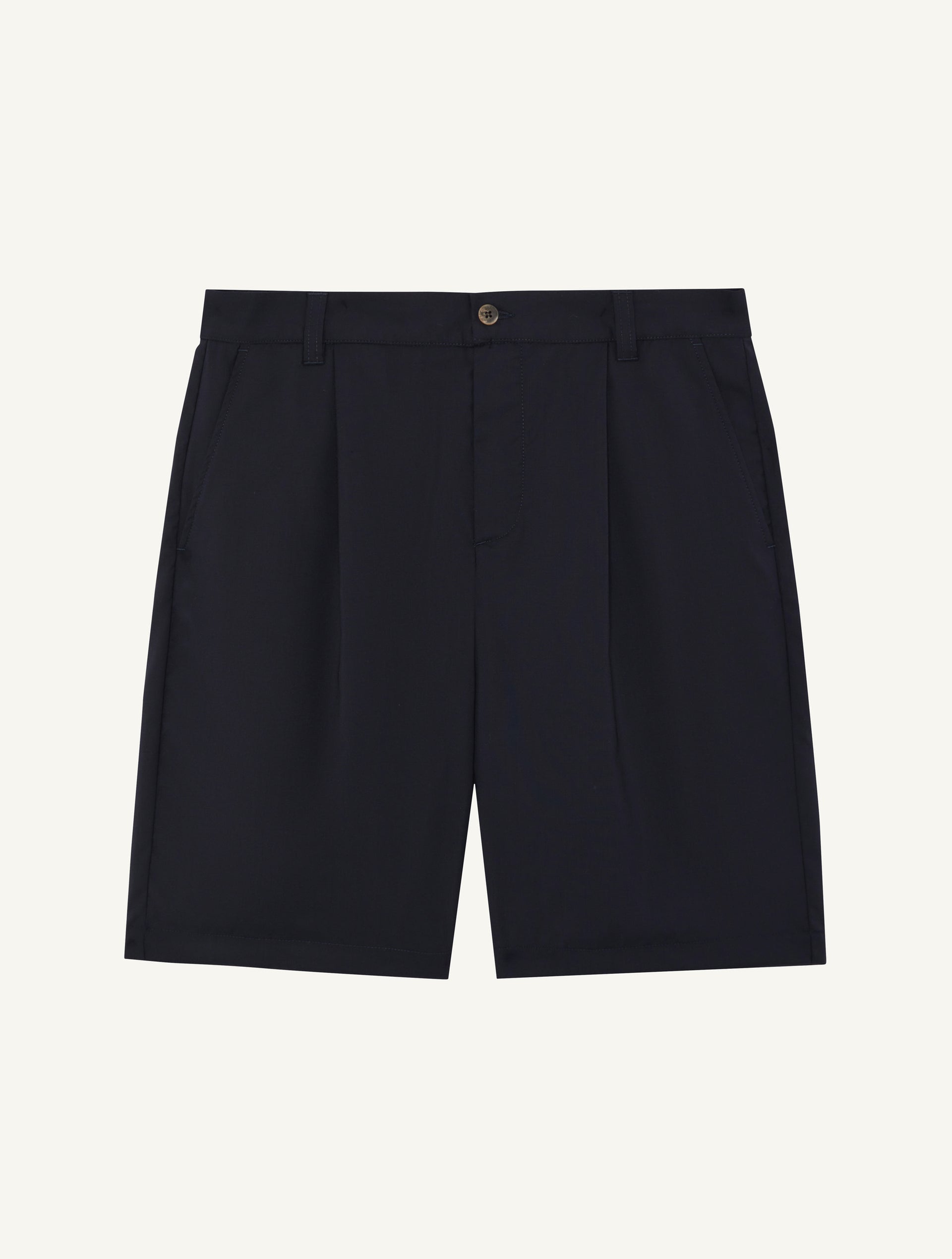 Sereno Tropical Wool Pleated Short Navy - Hombre Amsterdam