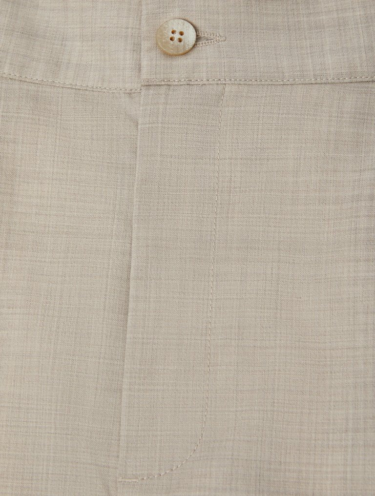 Sereno Tropical Wool Pleated Short Sand - Hombre Amsterdam