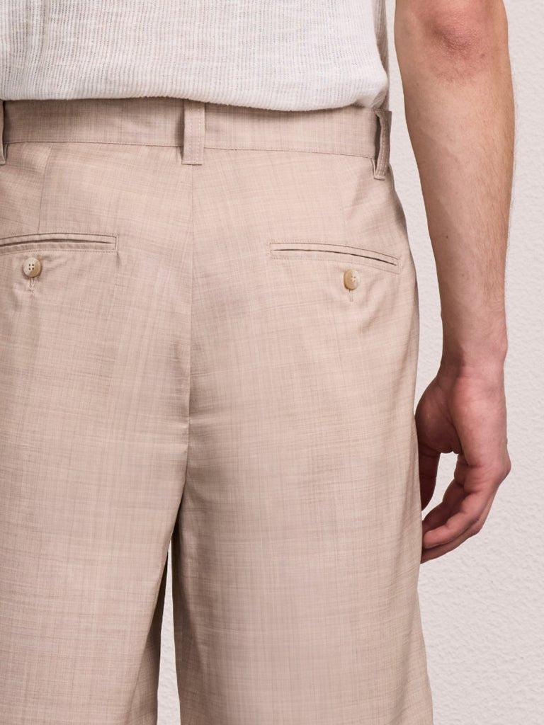 Sereno Tropical Wool Pleated Short Sand - Hombre Amsterdam