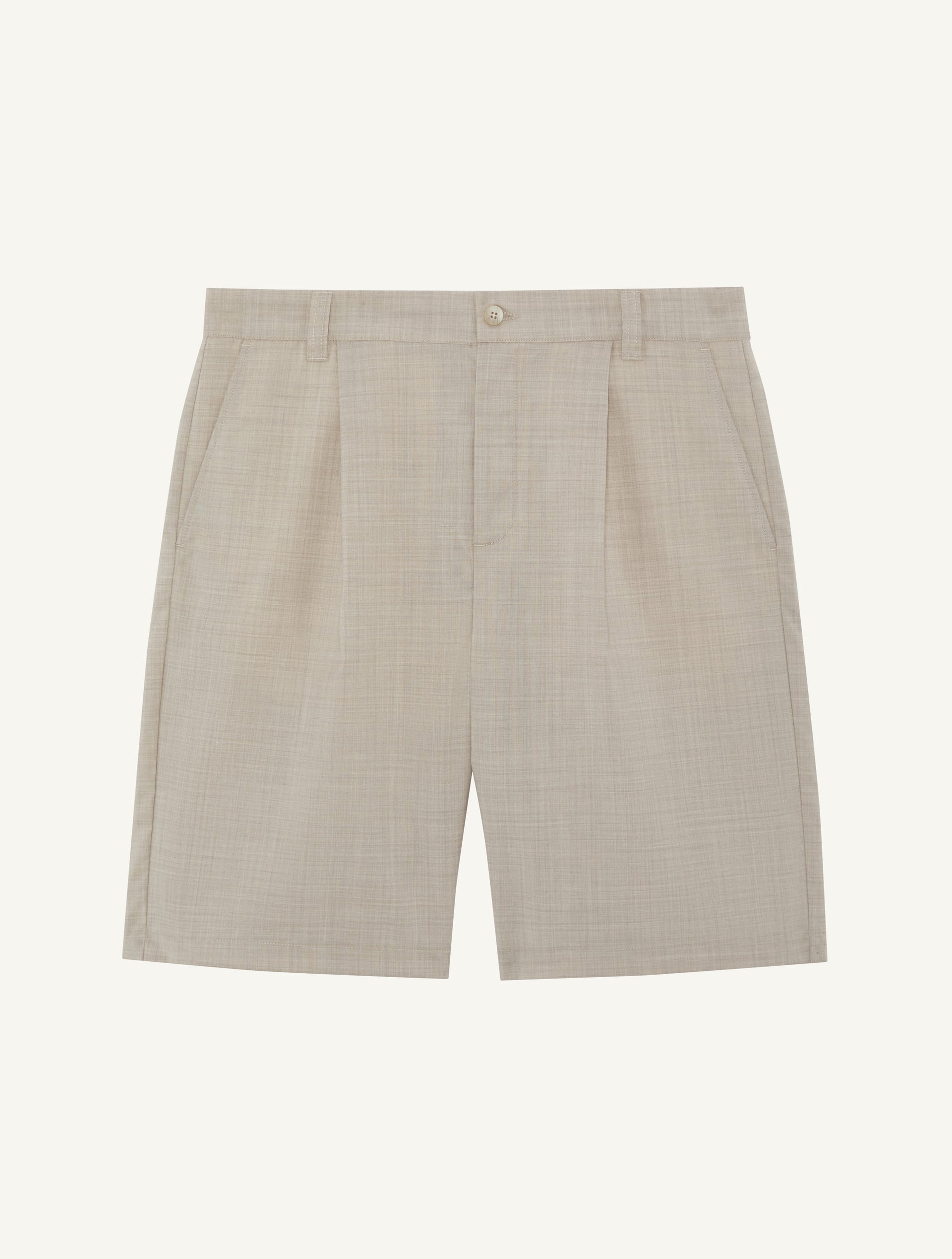 Sereno Tropical Wool Pleated Short Sand - Hombre Amsterdam