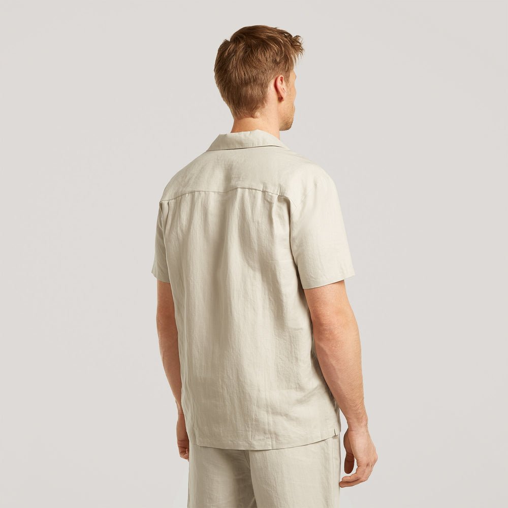 Stretch Linen Cotton Shirt Light Sand - Hombre Amsterdam