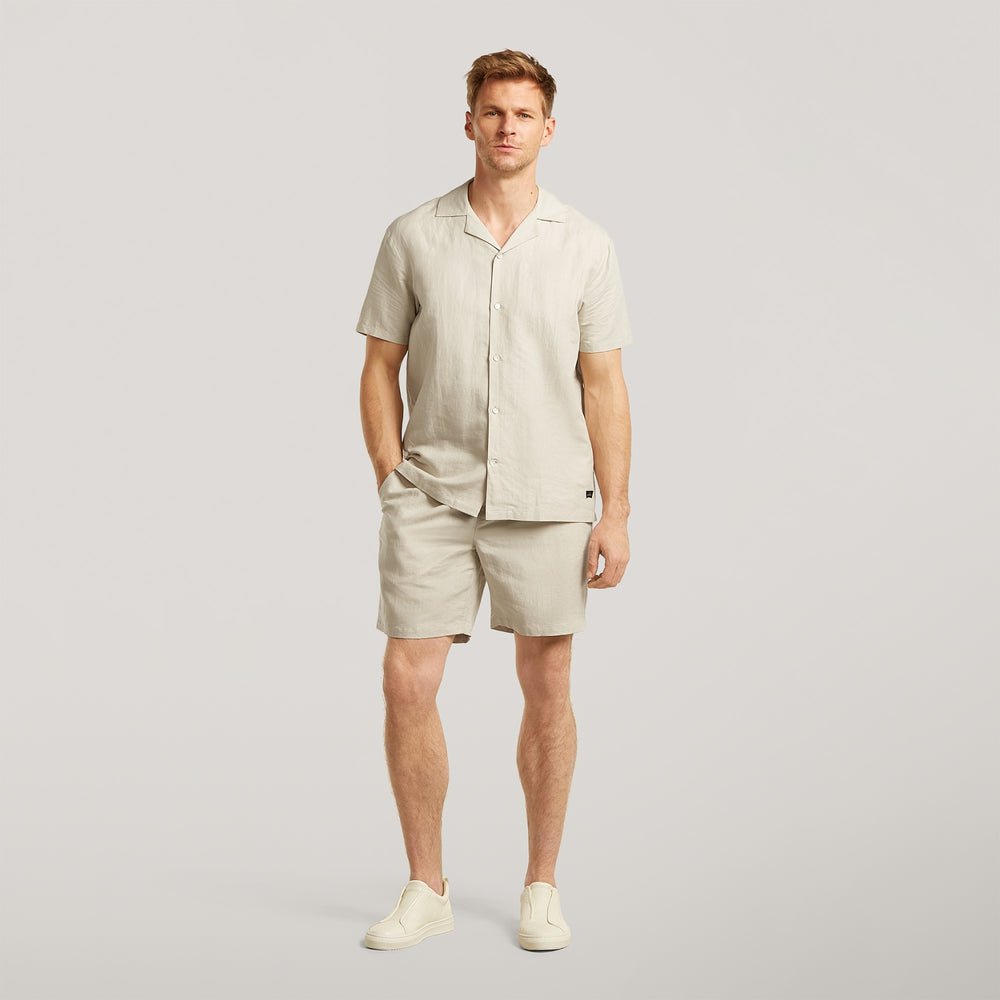 Stretch Linen Cotton Shirt Light Sand - Hombre Amsterdam