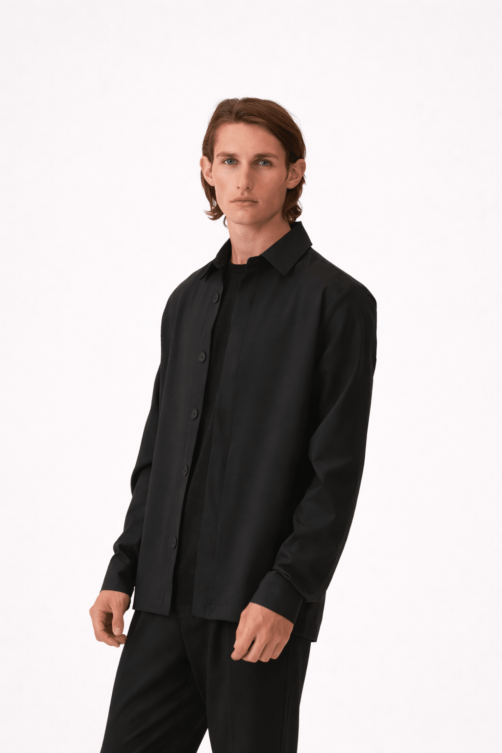 Summer Wool Shirt Jacket Pure Black - Hombre Amsterdam