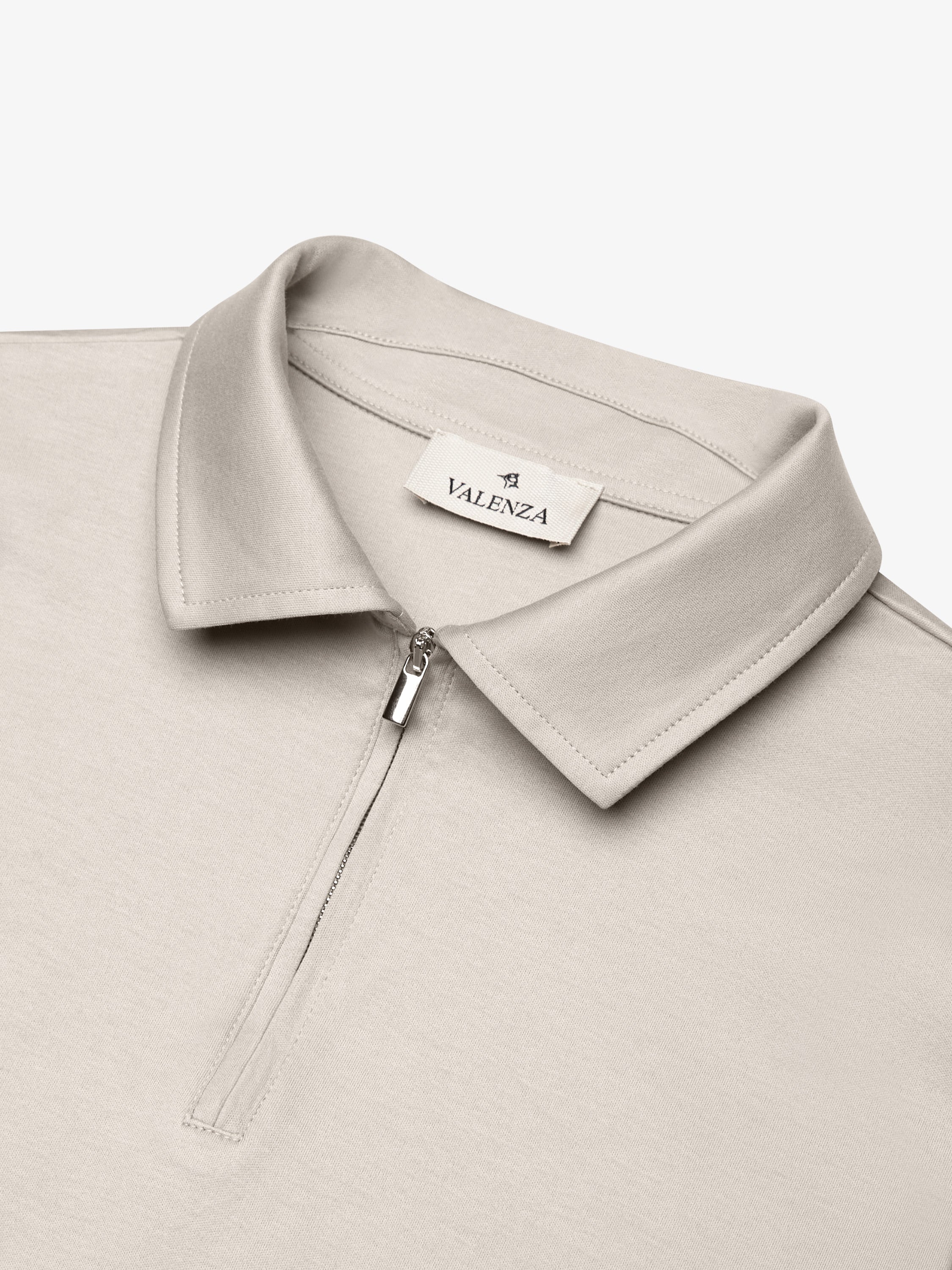 Supima Zip Collar Polo Pearl Grey - Hombre Amsterdam