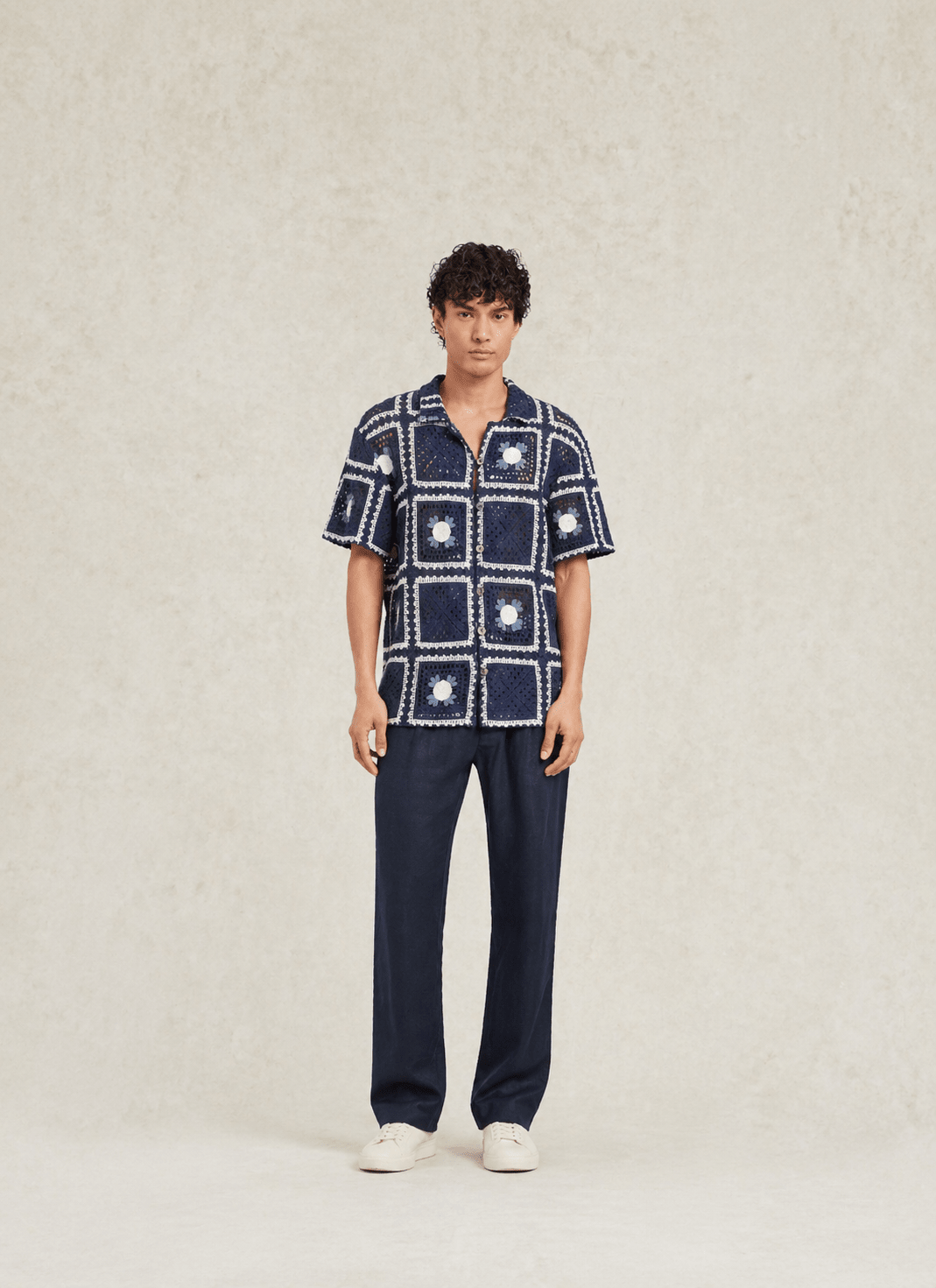 Tejer Crochet Shirt Navy - Hombre Amsterdam