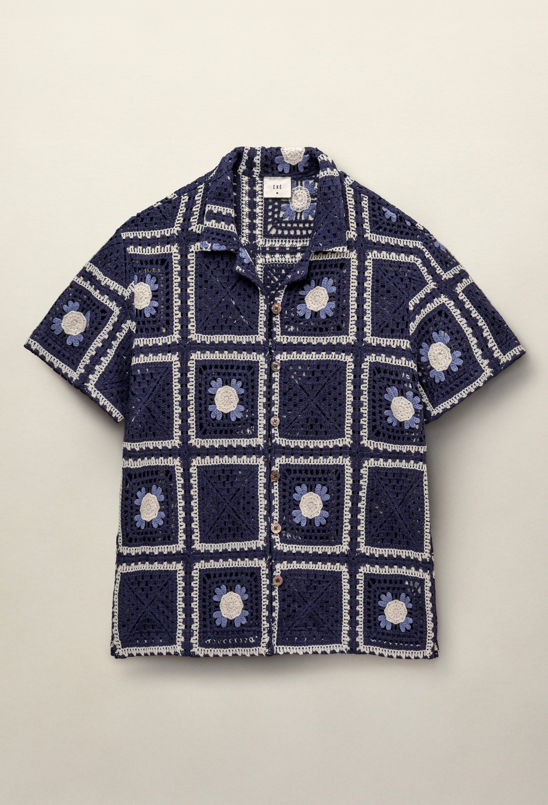 Tejer Crochet Shirt Navy - Hombre Amsterdam